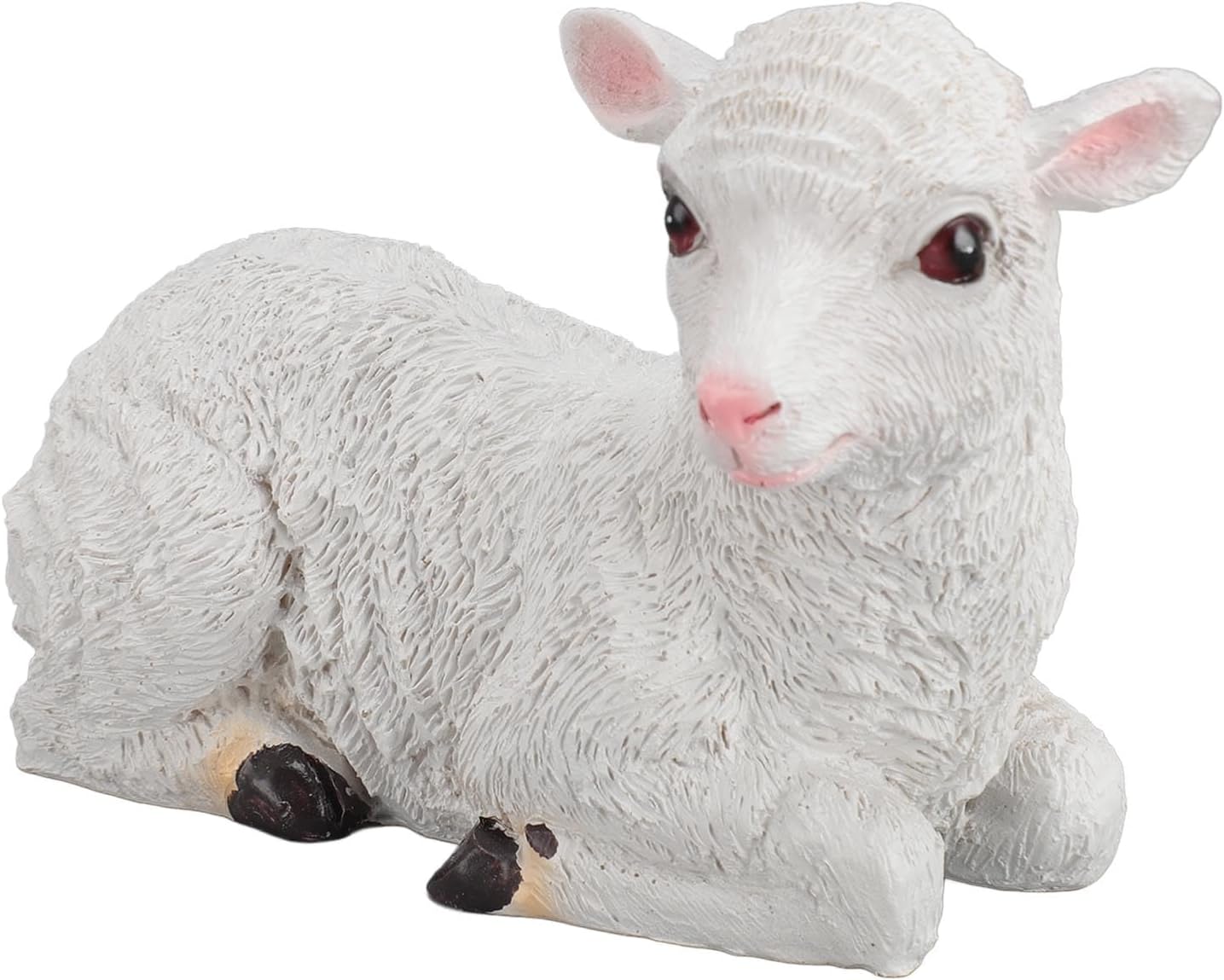 Pssopp Sheep Figurine, Lying Down Lamb Garden Sculpture Resin Sheep Ornament Animal Sheep Lawn Ornament Garden Sheep Statue for Outdoor Indoor (24x12x15cm / 9.4x4.7x5.9in)