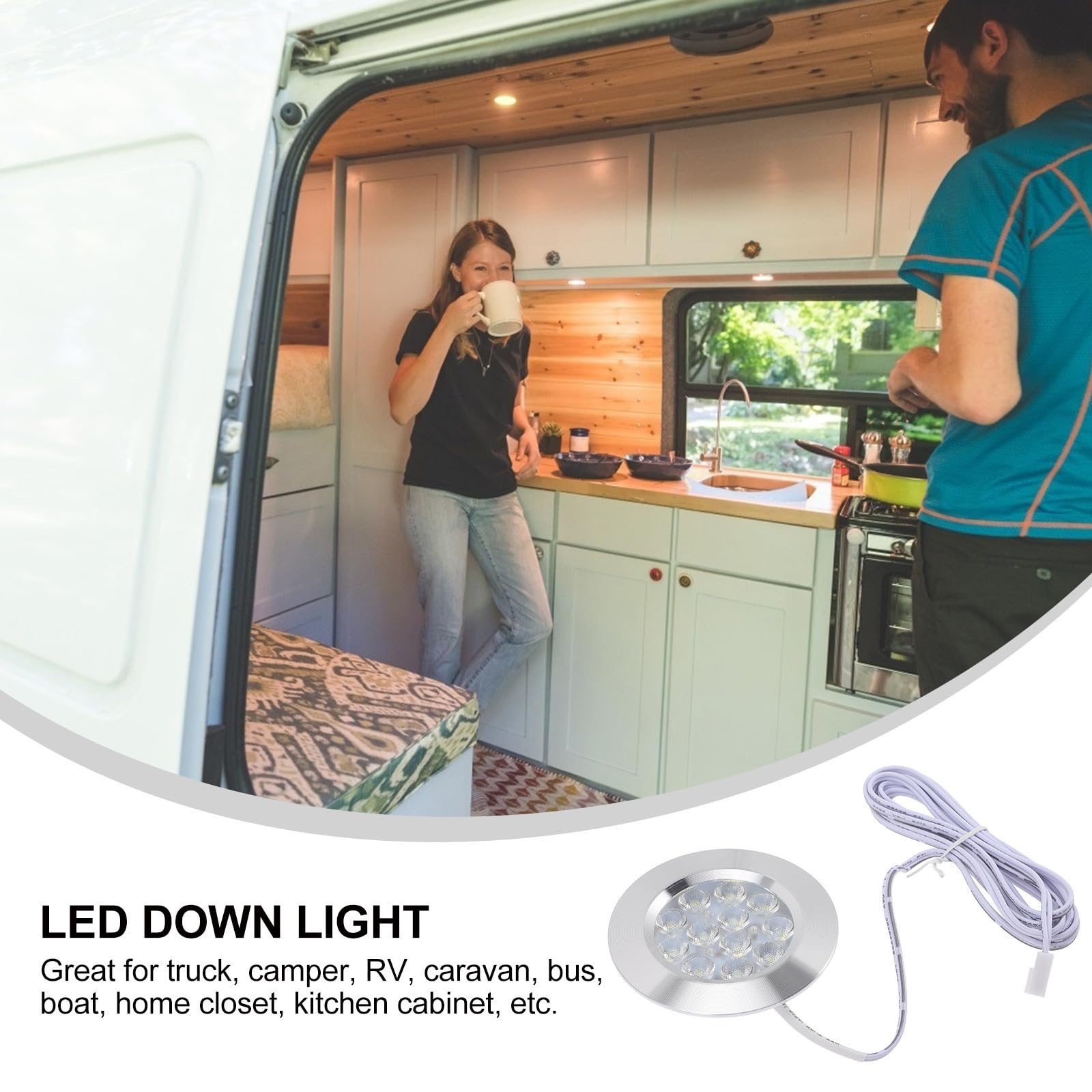 6 Pezzi Faretto LED da Incasso per Camper e Armadio, Lampada da Soffitto in Lega di Alluminio, Ultra Leggera Dissipazione del Calore, Luce Calda Bianco