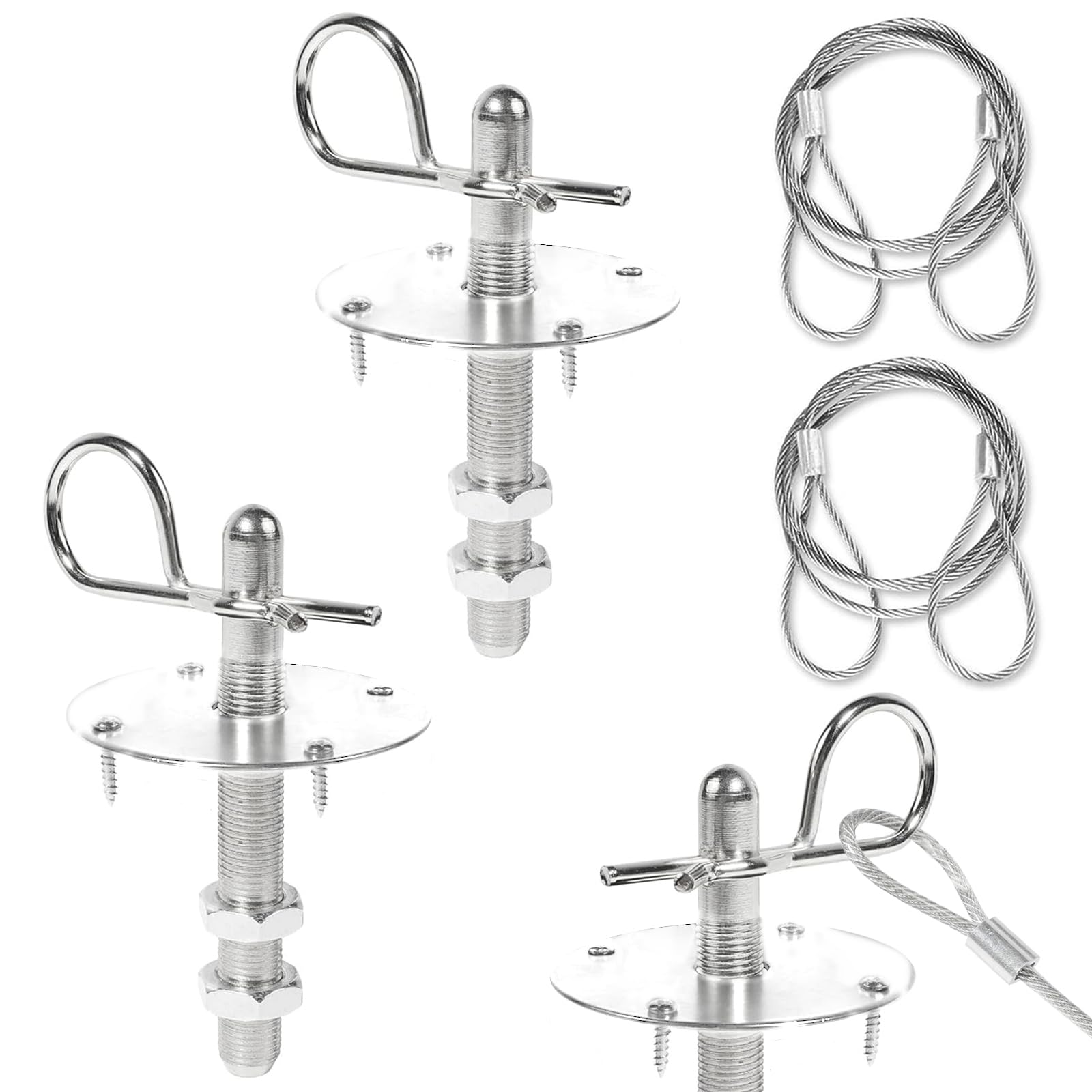 2 Pack Trucks Hood Pin for Car, Stainless Steel Hood Pin Lock Clip with Racing Lanyard for Fixing Car Hood Cover & Reduce Shaking(Sliver)