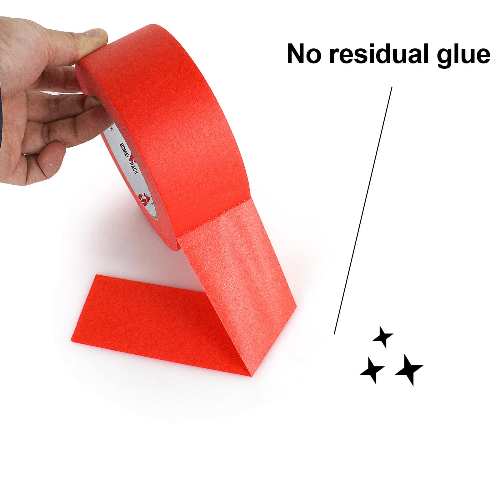 BOMEI PACK 5 rotoli di nastro adesivo per pittori, larghezza 5,1 cm x 50,1 m, nastro coprente per pittura, etichettatura, fai da te, decorazioni e progetti scolastici (rosso)