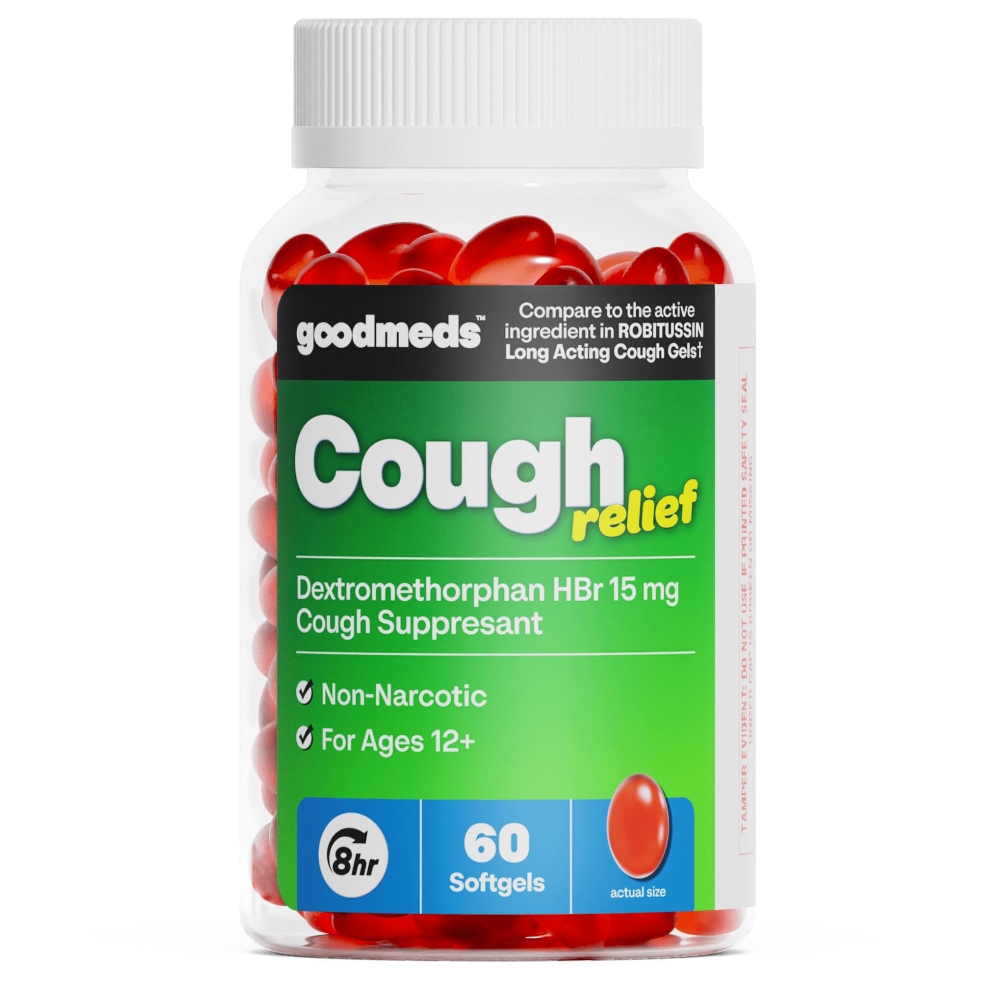 8-Hour Adult Cough Relief Softgels | Dextromethorphan HBr 15mg | 60 Count