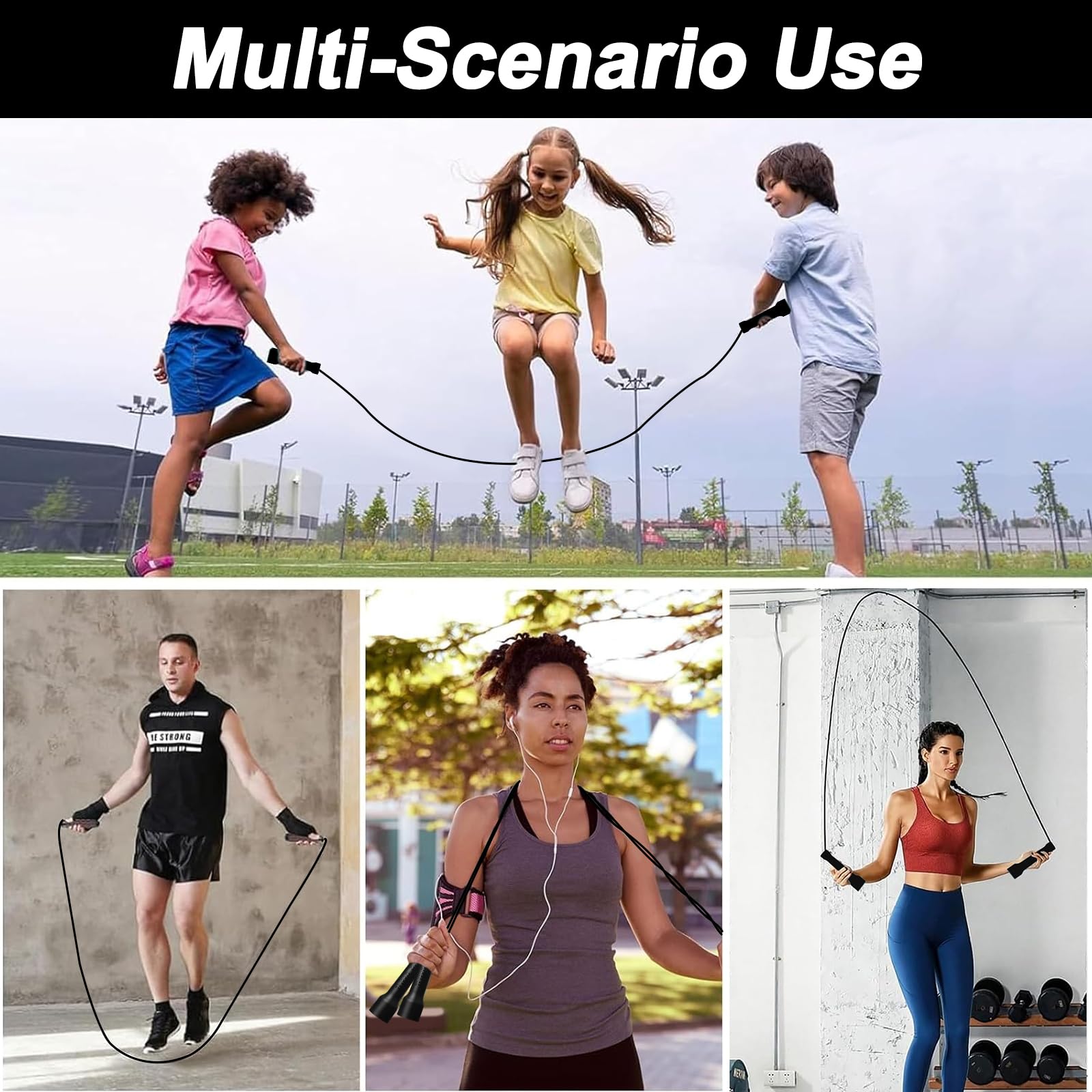 hvoolee Corda per saltare per adulti Fitness Speed Rope, regolabile Skipping Rope Jump Rope Ideale per sport, allenamento, fitness, adatto per adulti e bambini, BR003, BLACK+RED
