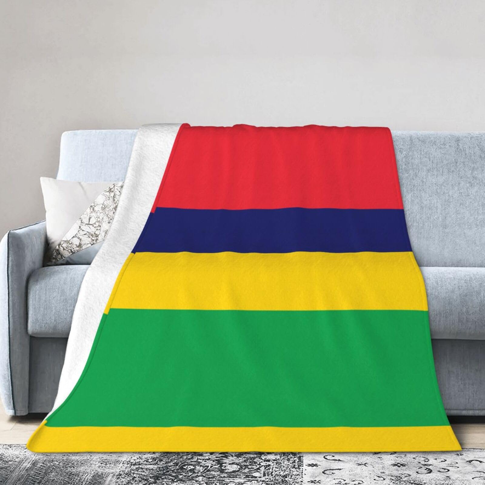 Flag of Mauritius 80"x60" Fleece Blanket, Full Size, Super Soft, Suitable for Bed, Sofa, Camping, All Seasons