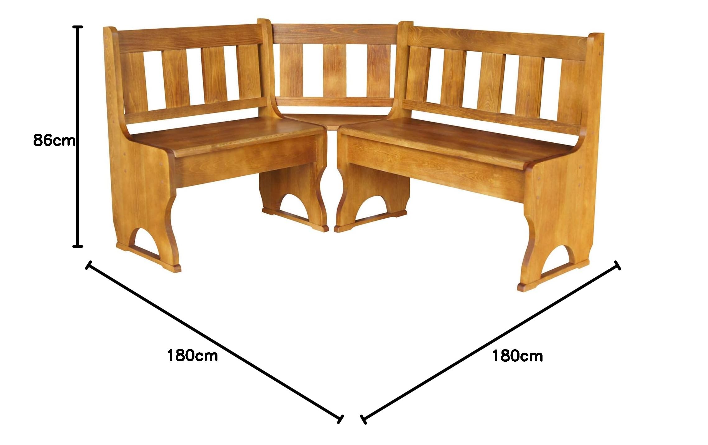Koma - Banco esquinero (madera de pino, 180 x 180 cm)