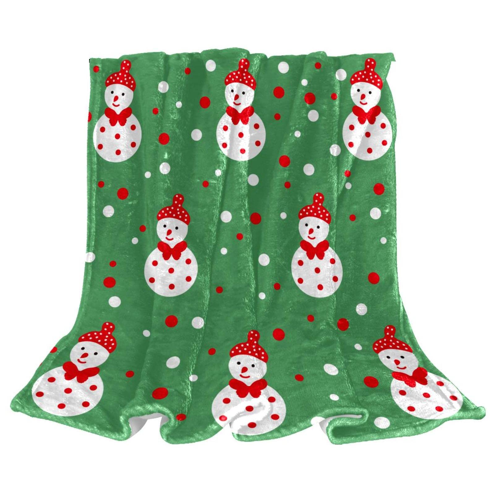 Couverture polaire bonhomme de neige vert literie chambre et canapé