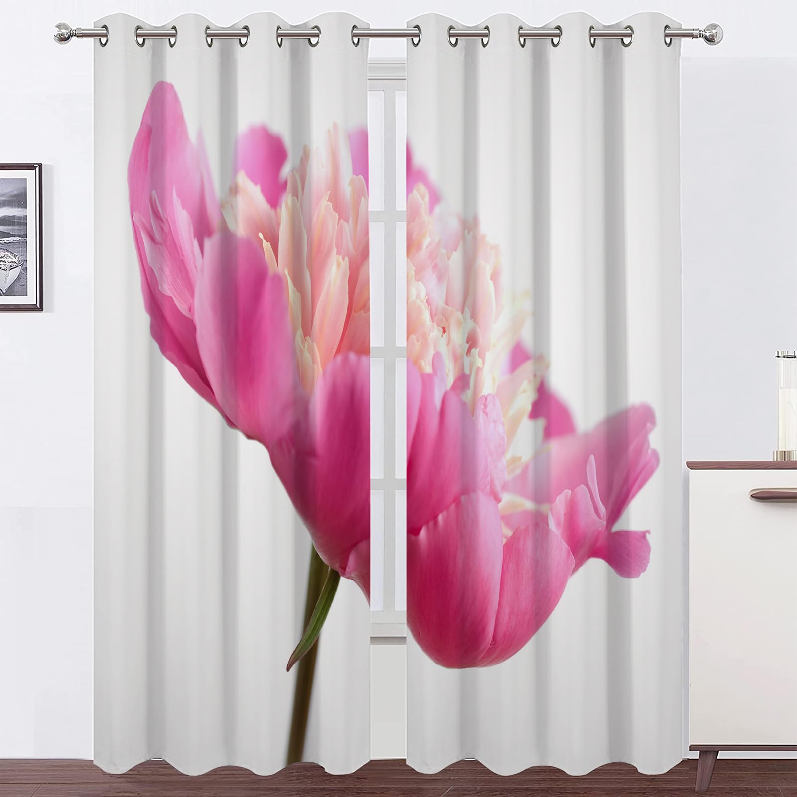 Botanische bladeren verduisterende gordijnen set 168 x 229 cm 2 panelen thermische gordijnen voor slaapkamer en woonkamer gordijnen met oogjes met