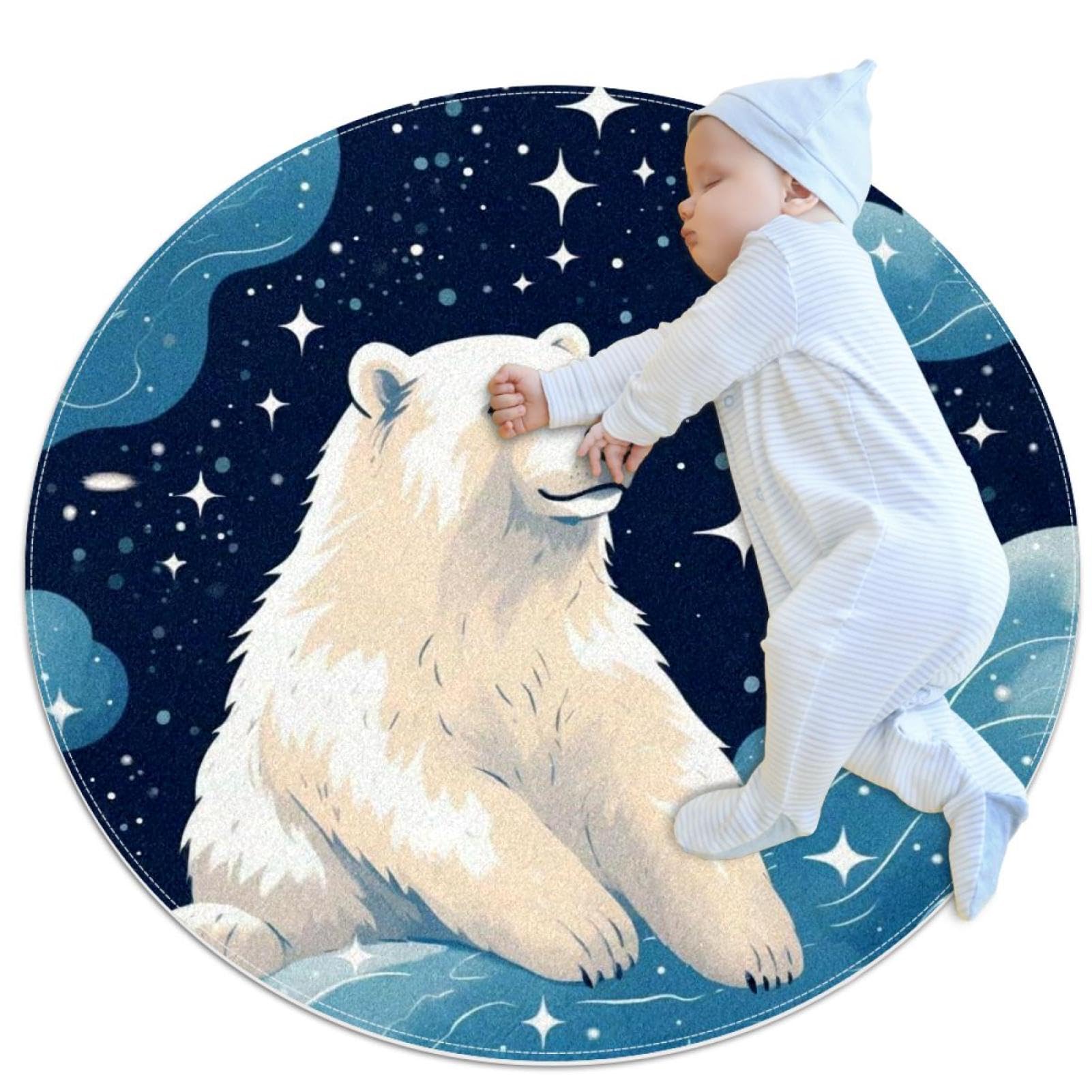 Tapis de salle de bain motif plumes de paon et ciel étoilé tapis rond 1 m