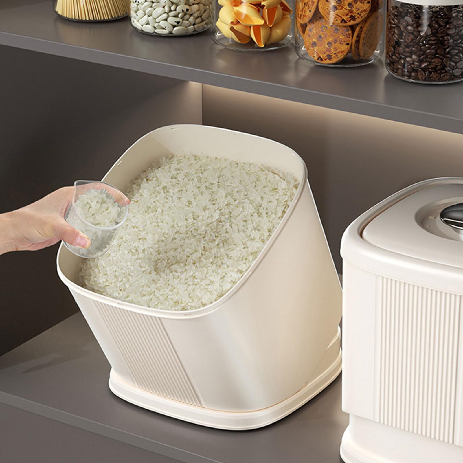 HLTYGWX Contenedor de Almacenamiento de arroz Sellado con boquillas vertedoras, Recipiente Giratorio con asa para Cereales, harina, pastas, Granos, Alimentos para Mascotas (Modelo de galvanoplastia)