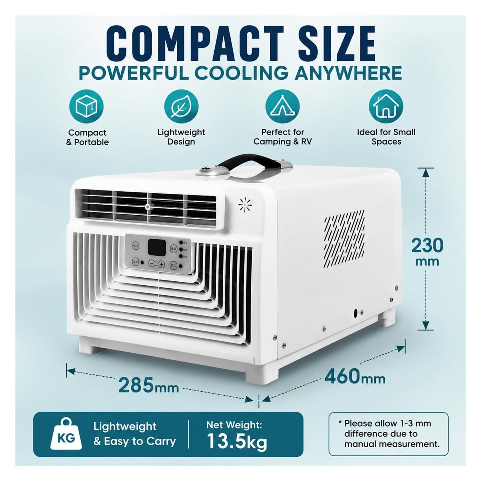 Aire Acondicionado Portátil Para Camping de 3400 Btu, Unidad de Aire Acondicionado Pequeña y Silenciosa 4 en 1 con 300 W de Baja Potencia, Aire Acondicionado Sin Ventanas Para Tienda de Campaña, Rv