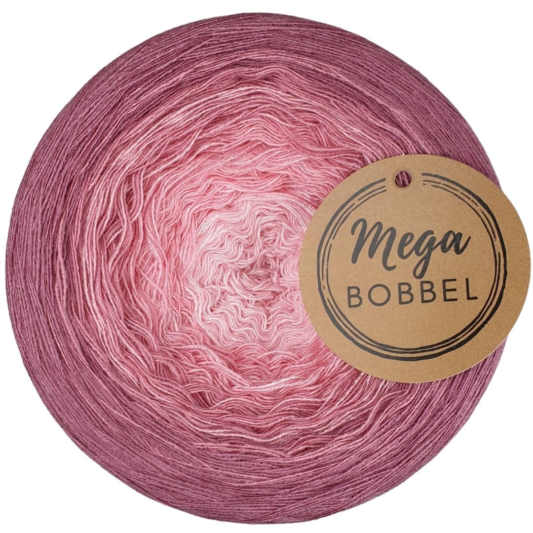 MegaBobbel- MODALmix *Malvenblüte*AMD24* (Außenfarbe: Mauve) Farbverlaufsgarn - Lace Garn Bobbel Wolle zum Häkeln & Stricken (3 fädig, 2000m)