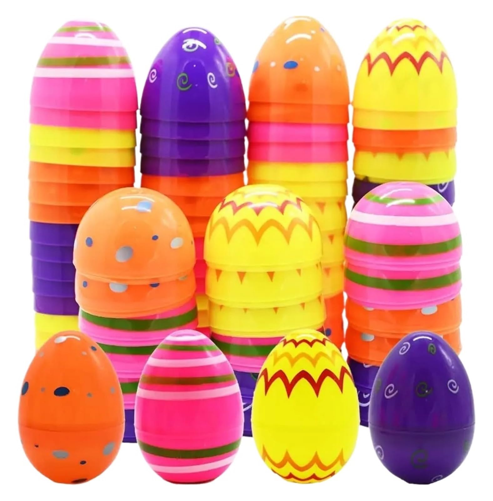 50 Pezzi di Uova Pasqua Stampate Grandi Dimensioni, Plastica Jumbo Riempibili for Imbottiture for Cestini Caccia A Tema Pasquale, Dolcetti for Bomboniere per Feste