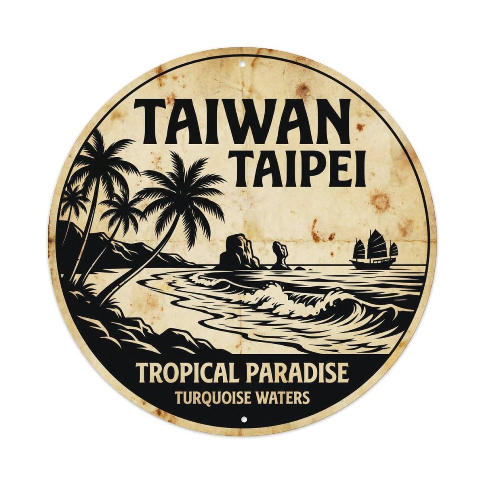 Taiwan Taipei Island Destination Graphic Contrast Metal Tin Sign
