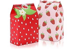 Whaline Strawberry Candy Party Favor Bags for Summer Berry Party