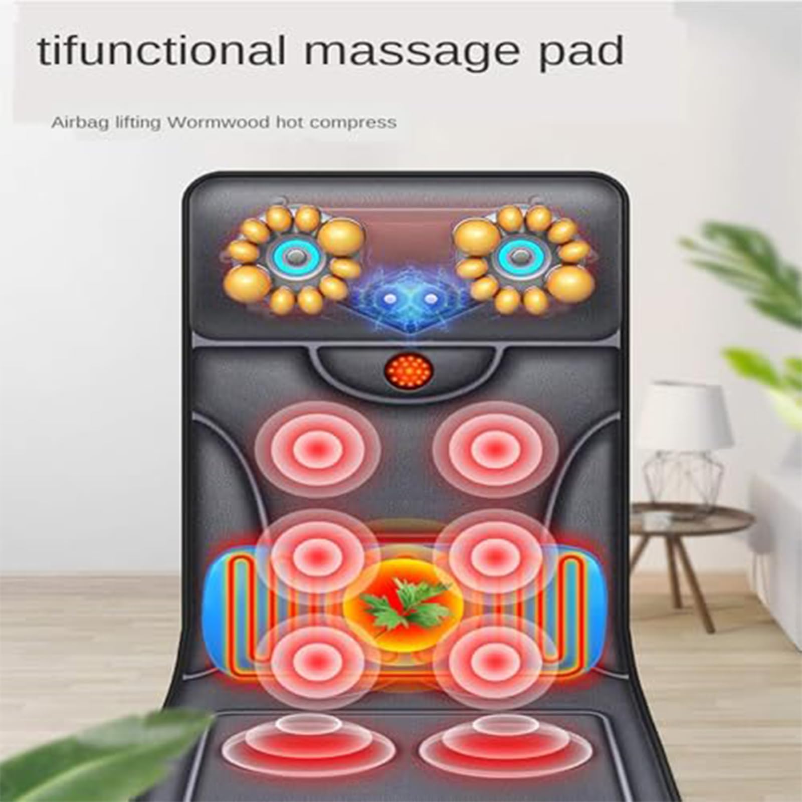 Colchoneta De Masaje con Vibración y Calor para Todo El Cuerpo | Para el dolor de espalda y la tensión muscular; apagado automático y diseño plegable para mayor relajación y confort.