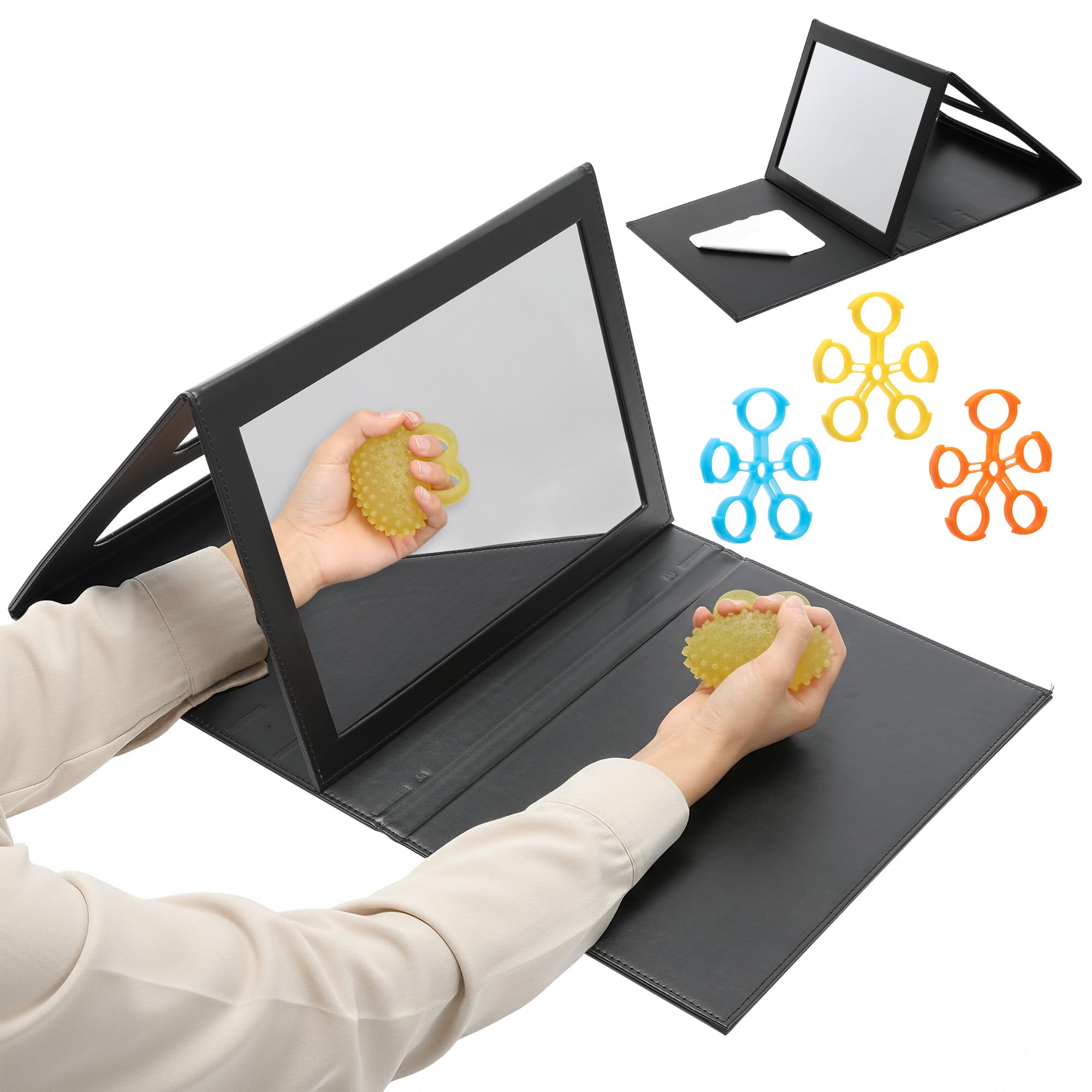 Mirror Therapy Box for Stroke Rehabilitation - Large Visual Range, Folding & Adjustable Mirror Box for Hand & Arm Exercise