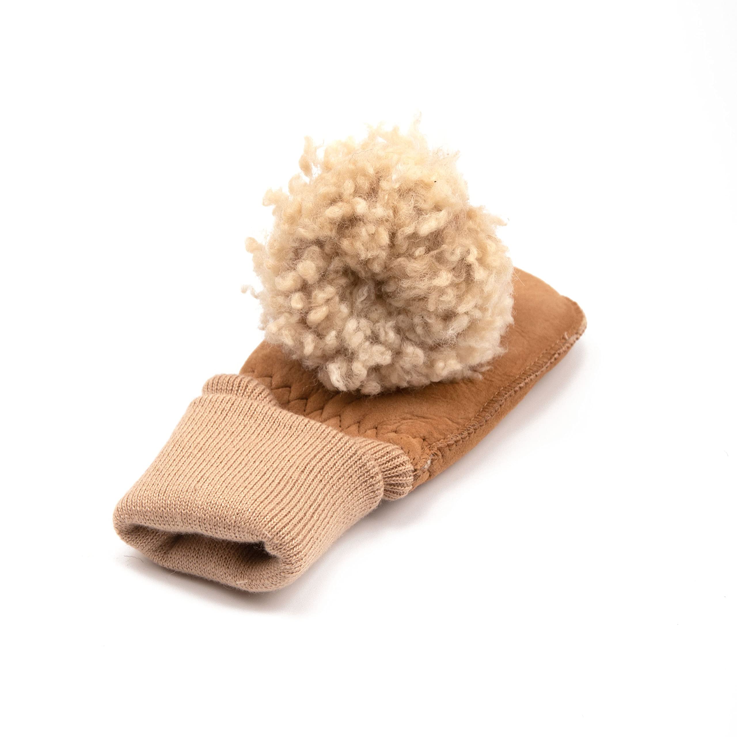 MUCKEL - Baby/Kleinkind Lammfell-Fäustlinge (0-18 Monate) warm gefüttert mit praktischem Strickbund, nachhaltig gegerbt, Lammfellhandschuhe für Kleinkinder