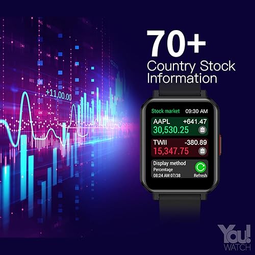 Miniatura 7 de YouWatch - Reloj inteligente para iPhone Android, (respuestahacer llamadas) Bluetooth rastreador de actividad física oxígeno en sangre, frecuencia