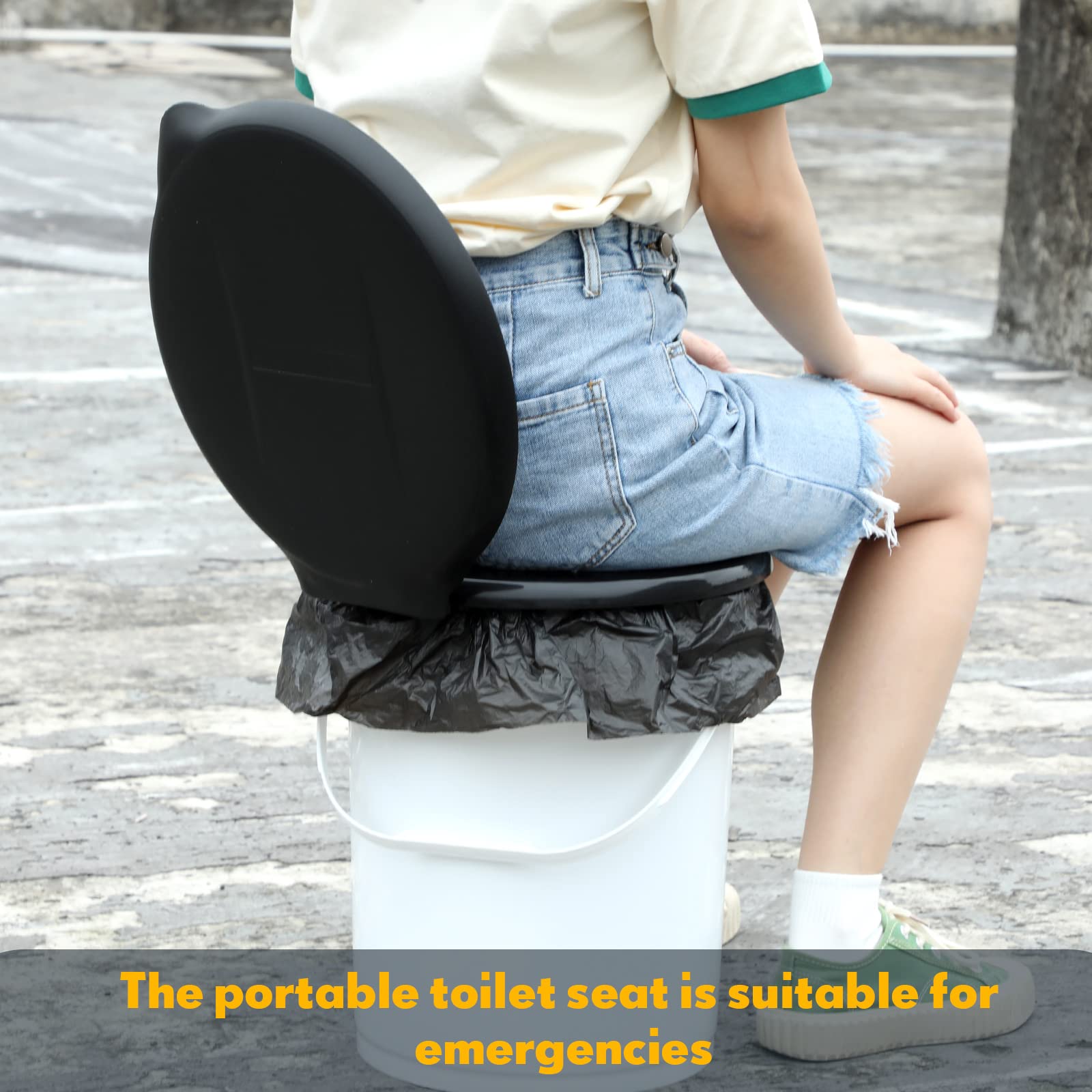 Glenmal 5 Gallon Bucket Toilet Seat with Lid Camping Bucket Toilet Seat with Bags Portable Emergency Lid for Adults Outdoor Luggable Cover for 5 Gallon Accessories