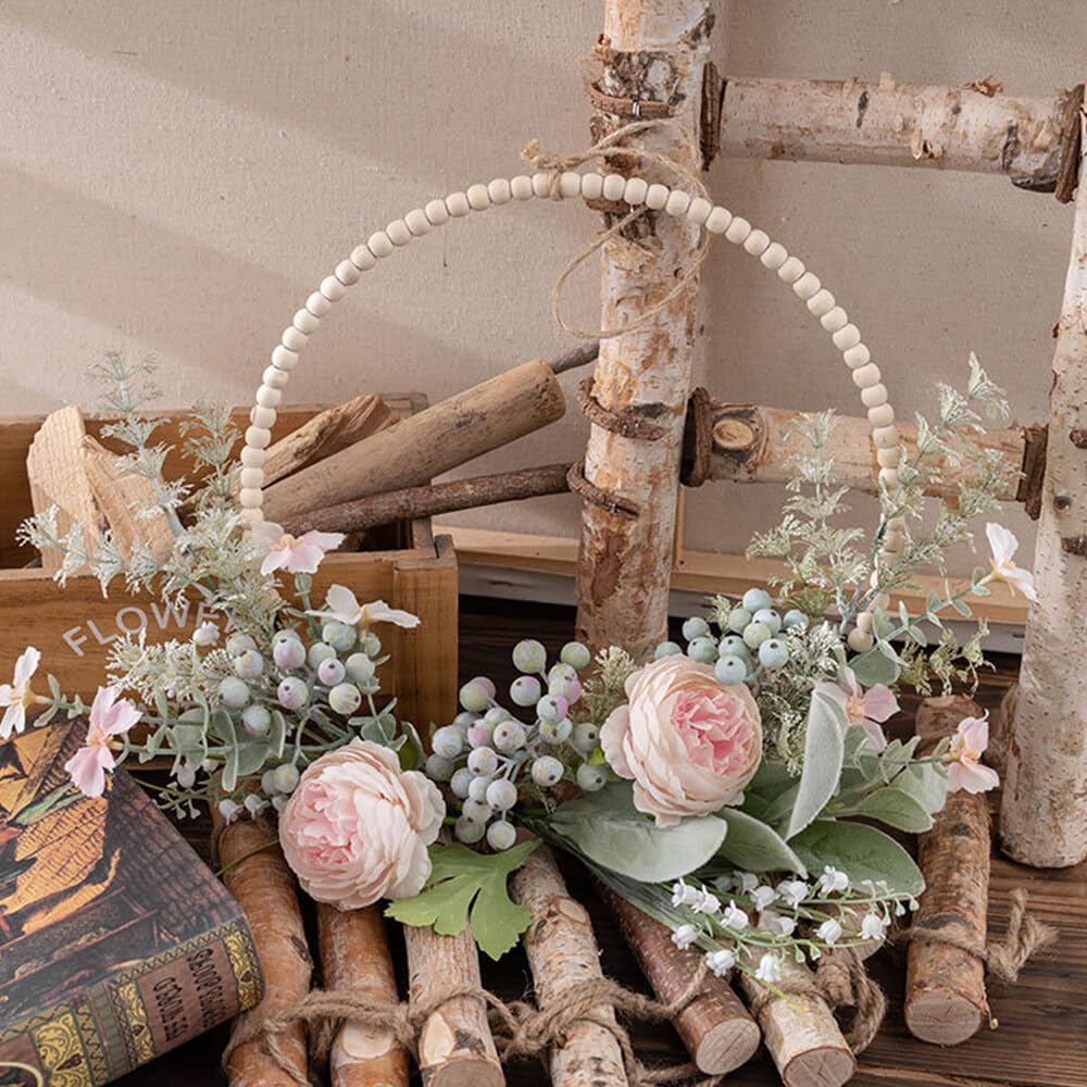 Türkranz Frühling, Trockenblumen Deko Trockenblumen Kranz Türkranz Modern Fensterdeko Hängend Türkranz Trockenblumen Türkranz Personalisiert Für Tür Deko Wanddeko Türkranz Ganzjährig WeißRosa