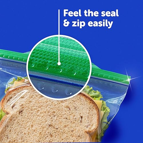 Miniatura 3 de Ziploc Bolsas de aperitivos con textura EasyGuide, bolsas de almacenamiento de plástico con tecnología Grip 'n Seal, 90 unidades