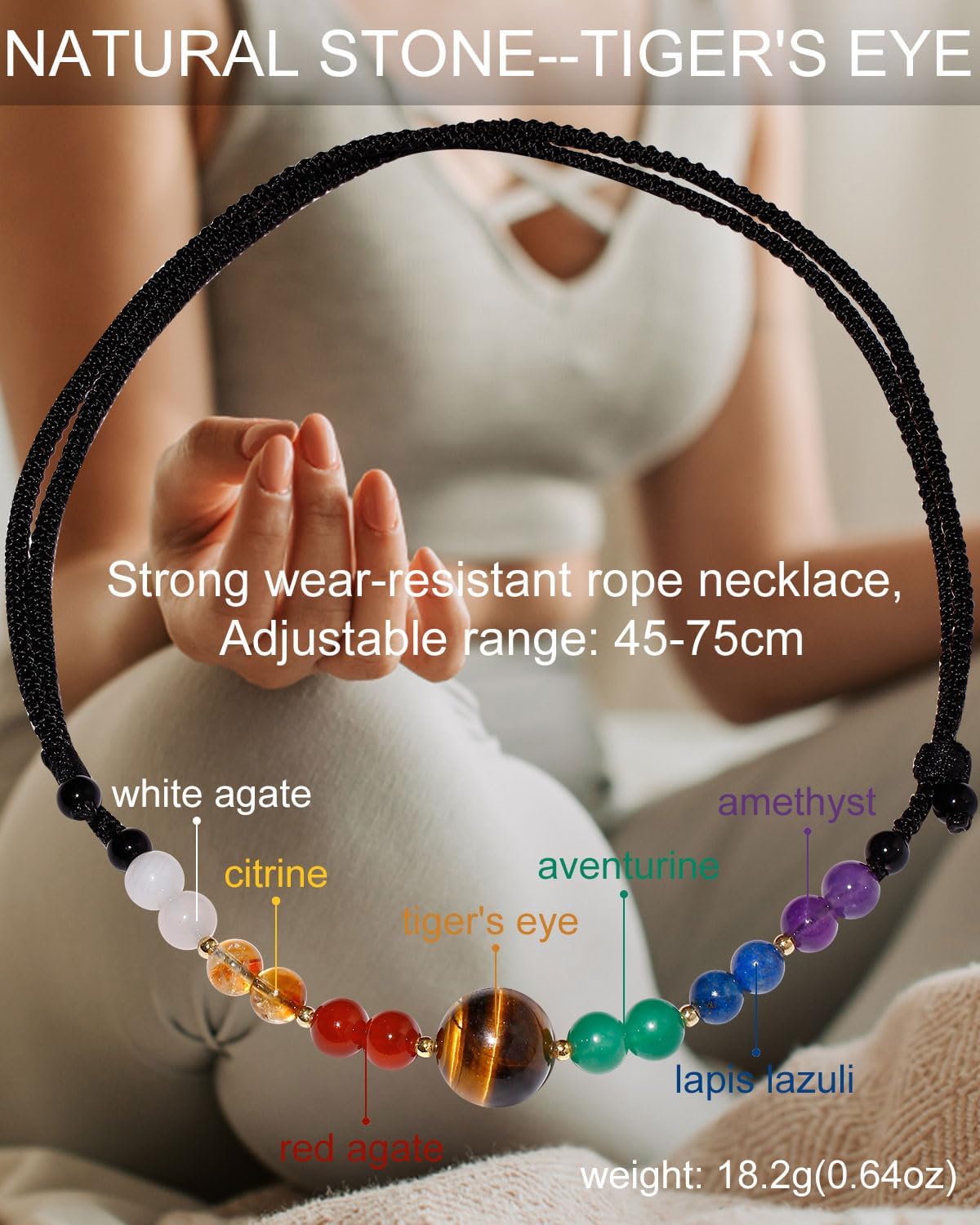 7 Chakra Beaded Necklace Spiritual Colorful Necklaces for Women Adjustable Handmade Energy Crystals Jewelry Balance Meditation Relaxation Gifts - Image 4