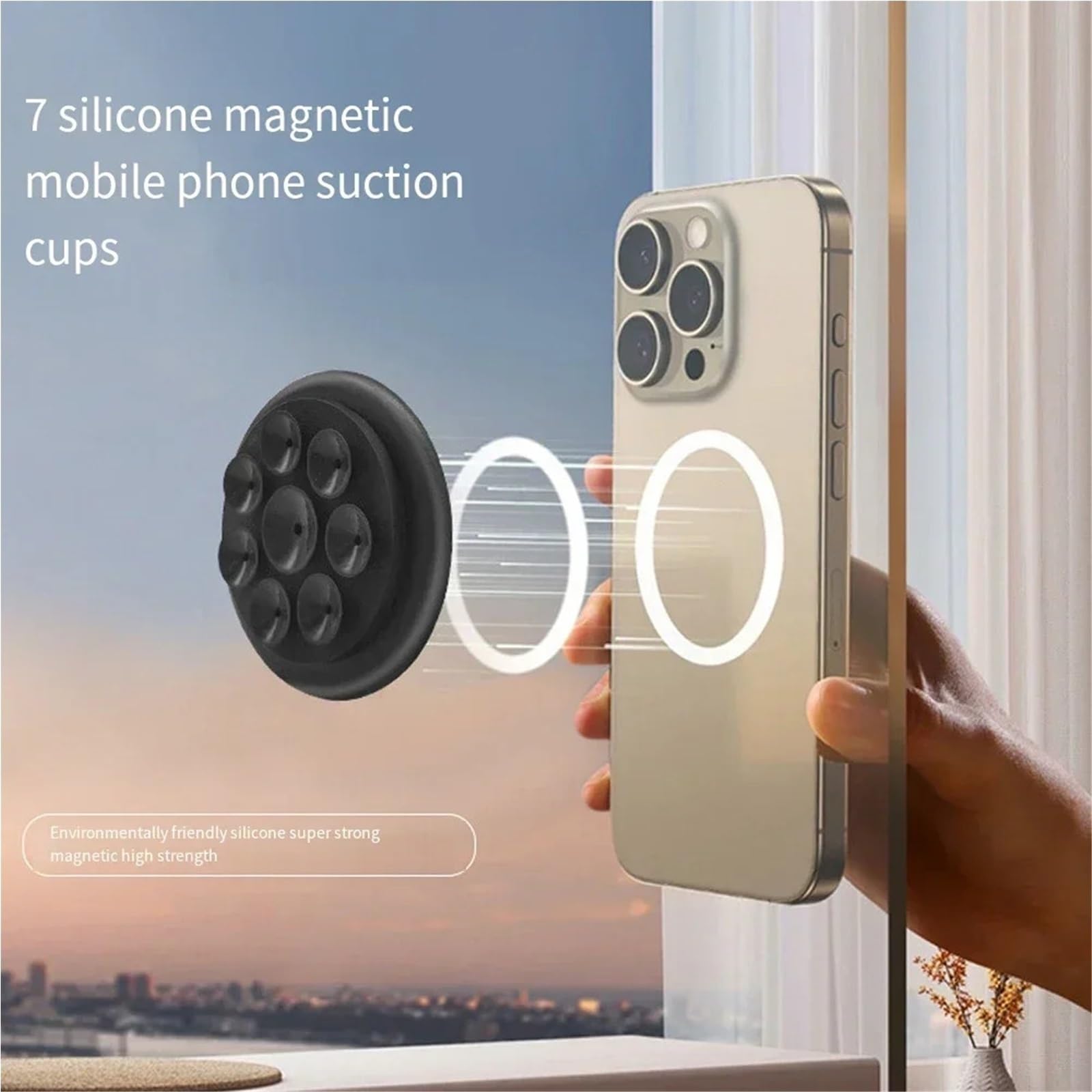 Accesorios Coche Supporto Telefono Auto Supporto per telefono magnetico a ventosa in silicone per supporto per telefono a mani libere antiscivolo compatibile con la custodia del telefono(White)