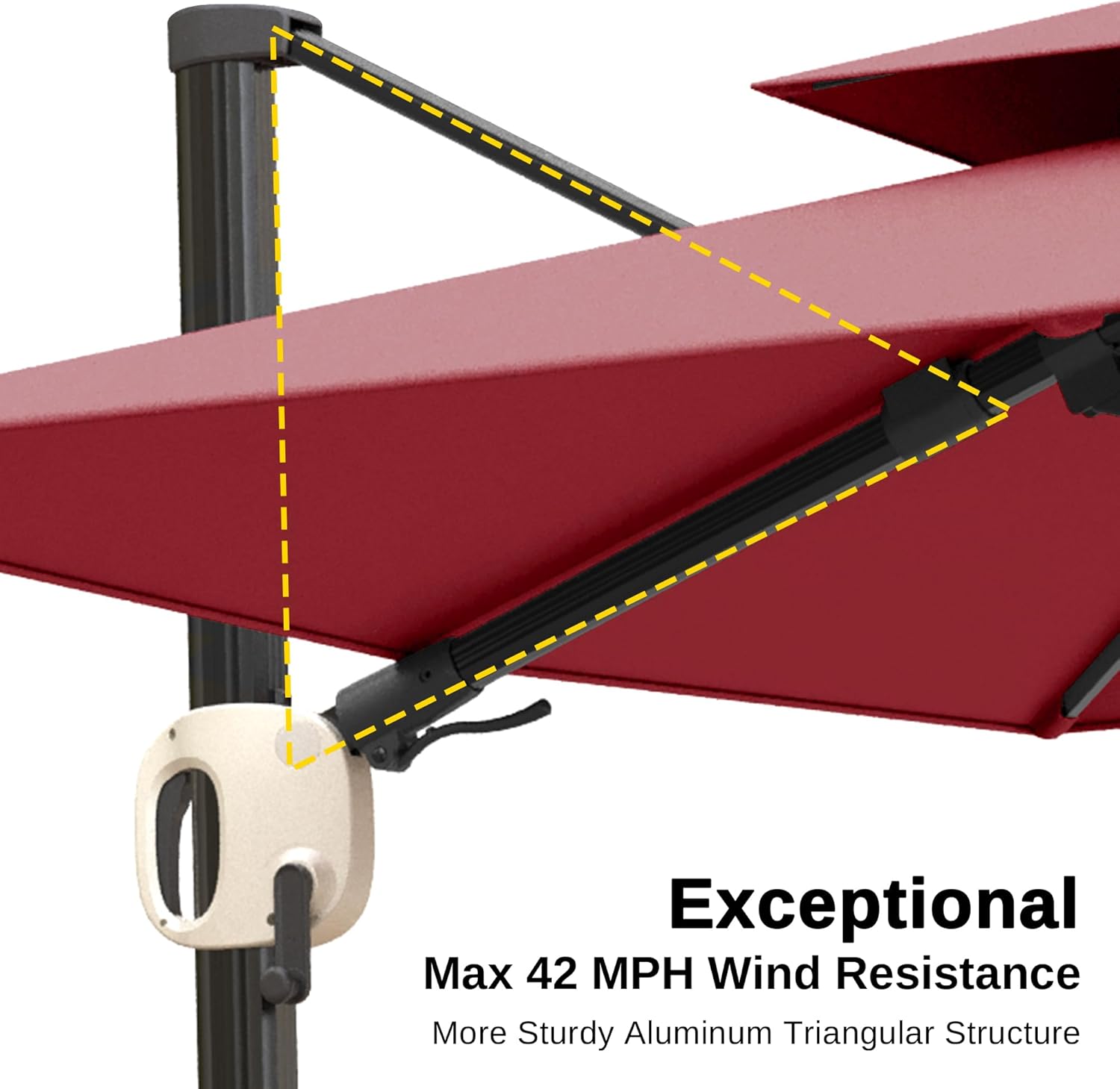 EAST OAK and Flame&Shade Patio Umbrella, 10ft Square Outdoor, Large Offset Cantilever Umbrella with 360° Rotation, Heavy Duty Windproof and UV Resistant Double Top for Pool and Deck, Wine Red