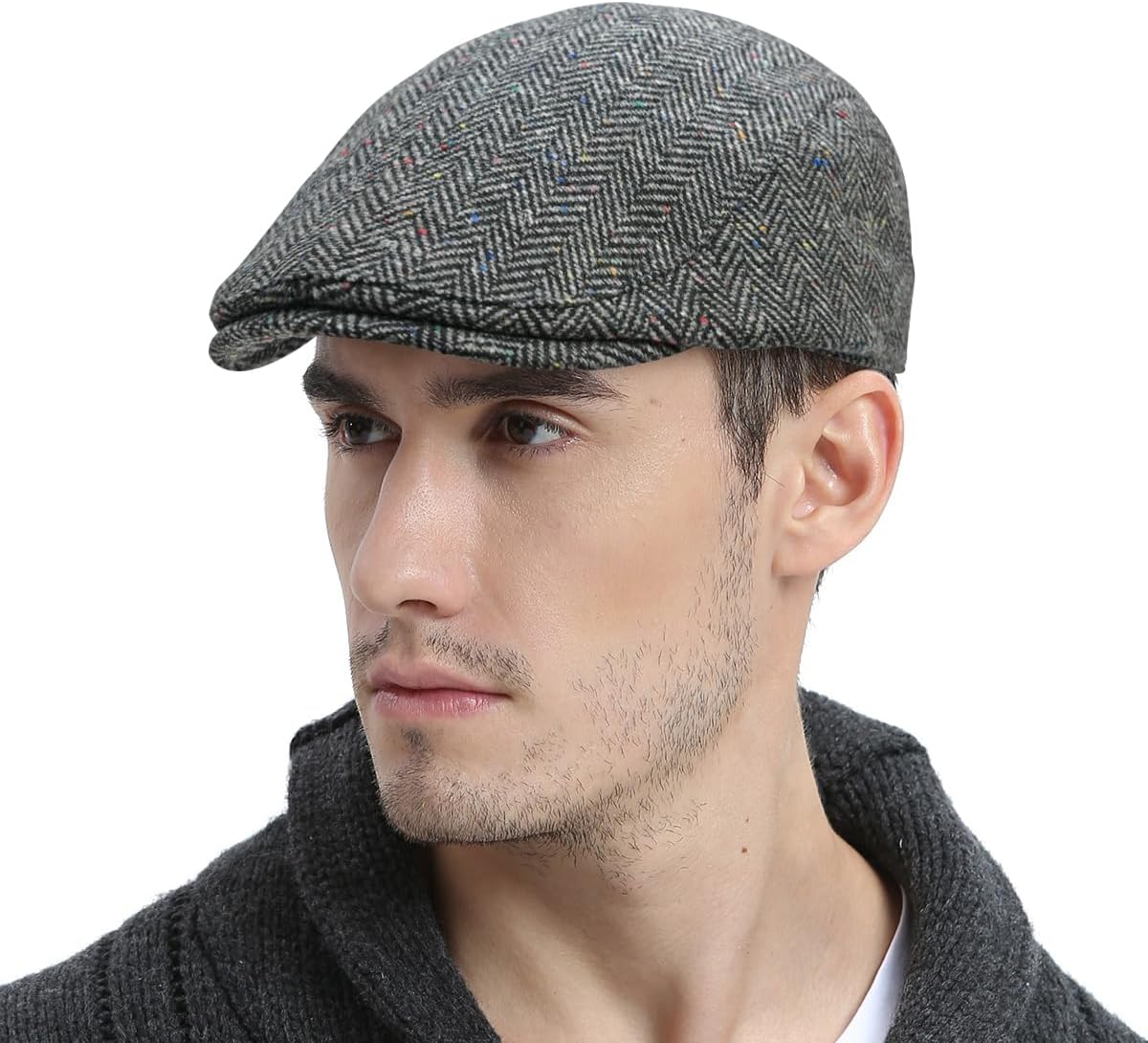 Men Wool Blend Flat Cap Tweed Newsboy Ivy Hat - Image 7