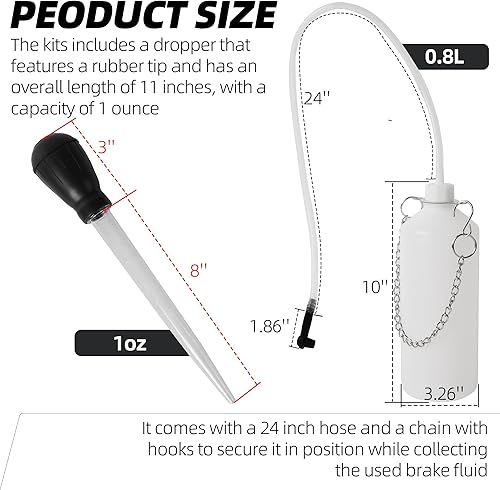 Miniatura 2 de Kit de bomba de vacío de purga de frenos de 0.8L, extractor de líquidos, kit de purga de cilindro maestro, botella de purga de frenos con manguera