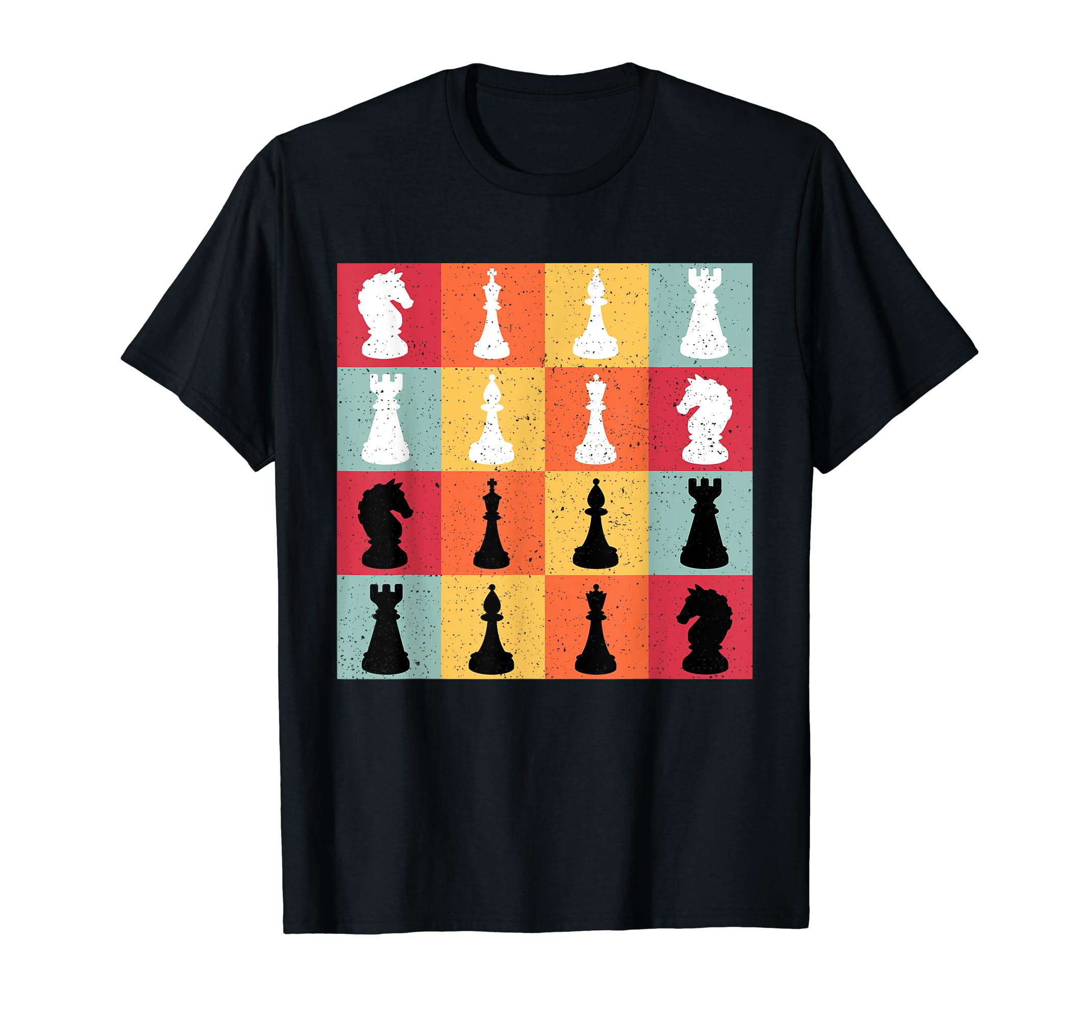 Retro Chess Board Tee Game Humor Set Player Chess Pieces T-Shirt, Black