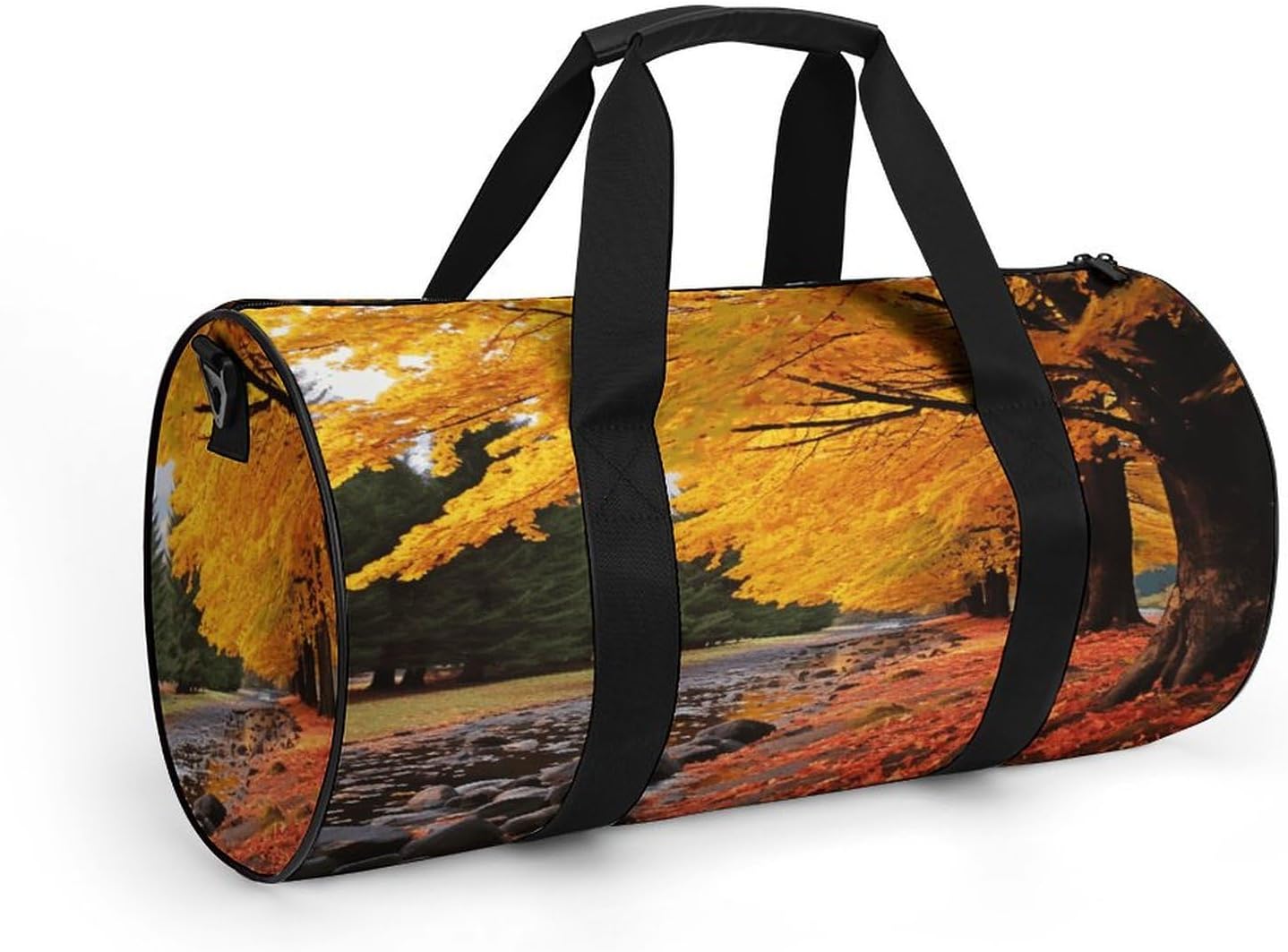 Aesthetic Sports Bag for Women Fall Colors Printed Duffle Travel Bag for Men Women Mini Workout Bags Cylindrical Gym Bag