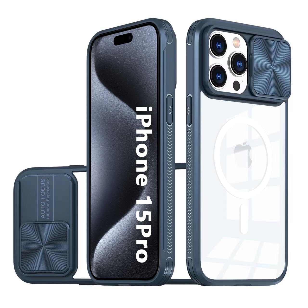 Hülle Für IPhone 15 Pro Mit Kameraschutz – Hybrid Aus TPU & PC, Transparent Blau | Stoßfest, Rutschsicher & Kratzfest