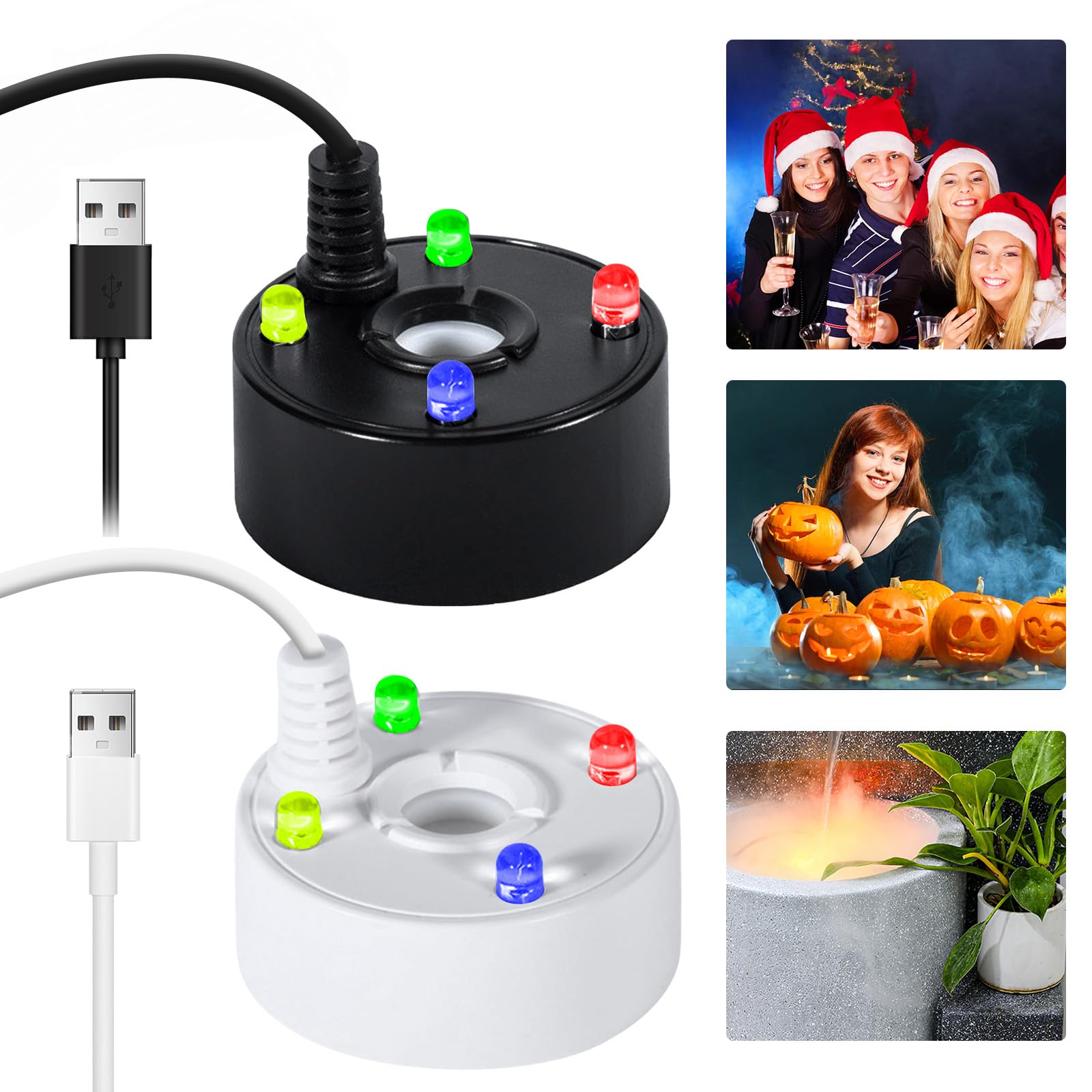 2 Mini Nebulizzatori A Ultrasuoni USB Con Luci LED - Per Stagni, Acquari, Giardini E Halloween, Creano Un'Atmosfera Magica