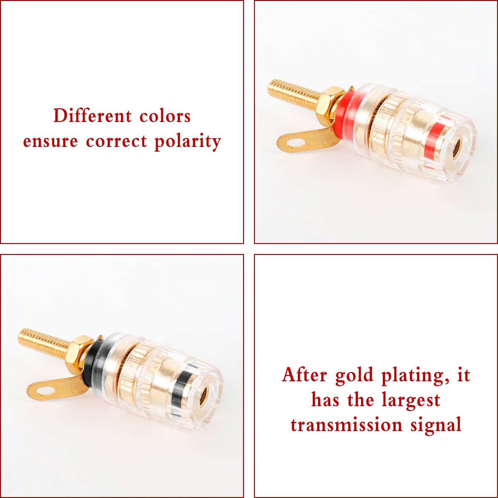 6 Connettori A Banana Per Altoparlanti - Morsetti In Rame 4mm, Rosso E Nero - Foto 12