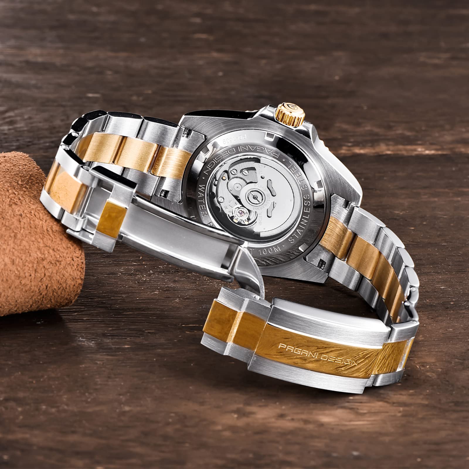 Herrenuhr Pagani Design 42 mm Automatik, Mechanische Uhr, Edelstahl, wasserdichte Taucheruhr