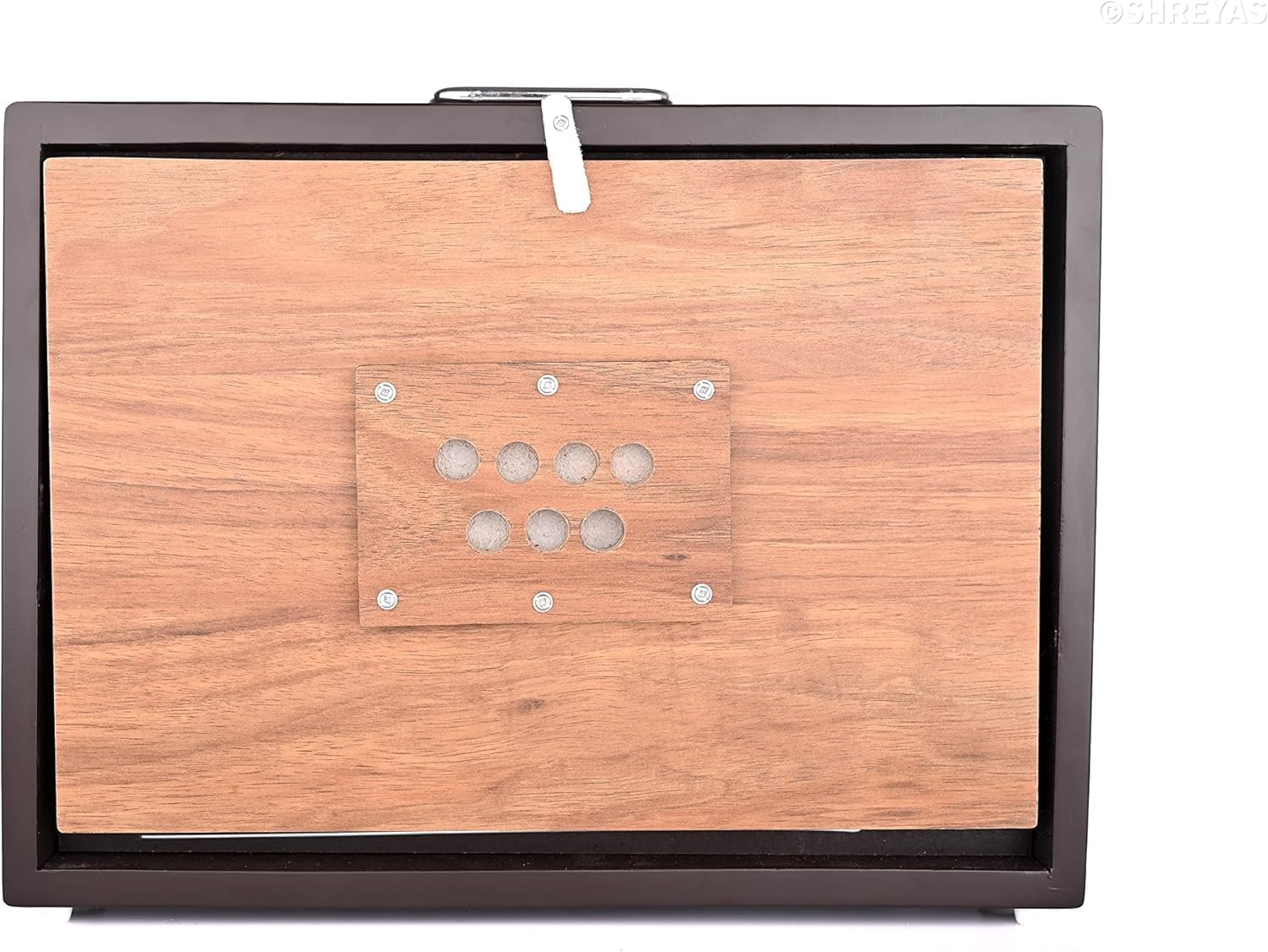 Shruti Box Musikinstrument, reines Teakholz, Größe (38,1 x 25,4 x 7,6 cm), Tune 440 Hz, Gigbag, natürliche Farbe, Tonart -C bis C (unterer Ton, männlicher Typ), Shruti-Box mit