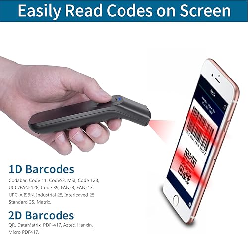 Miniatura 5 de Escáner de código de barras inalámbrico con soporte, compatible con Bluetooth, conexión inalámbrica y con cable de 2.4 GHz, todo en uno para