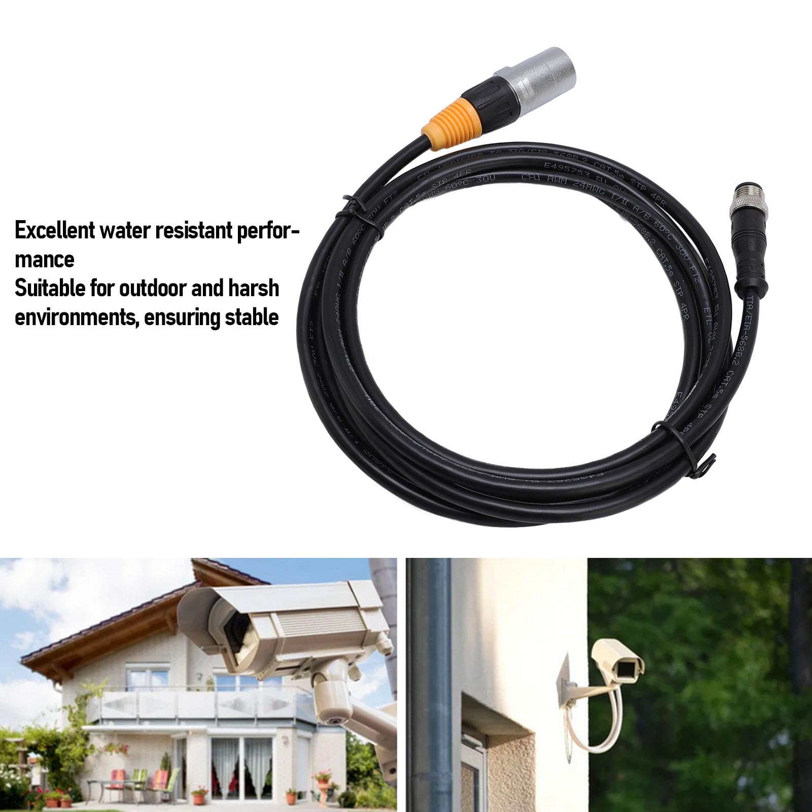 Luocute Câble Ethernet M12 RJ45, Câble de Connecteur étanche Industriel blindé avec Matériaux en Cuivre, Silicone et Aluminium, pour Systèmes de de Bâtiments Intelligents (5M / 16.4Ft)