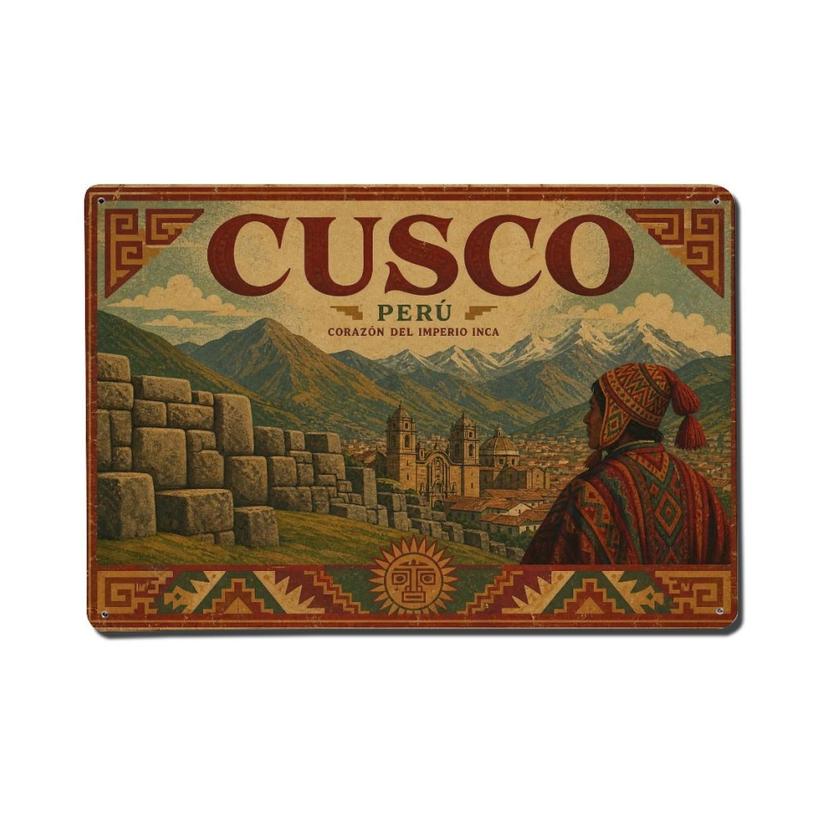 Metal Tin Sign Retro Travel Peru Cusco