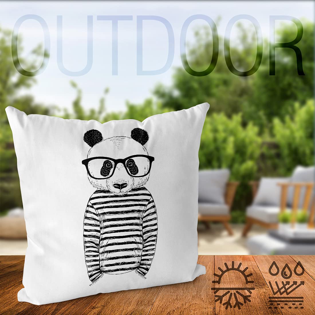 VOID Smart Panda Brille Kissenbezug Kissenhülle Sofakissen Kissen Deko Outdoor-Kissen Dekokissen, Kissen Größe:60 x 60 cm