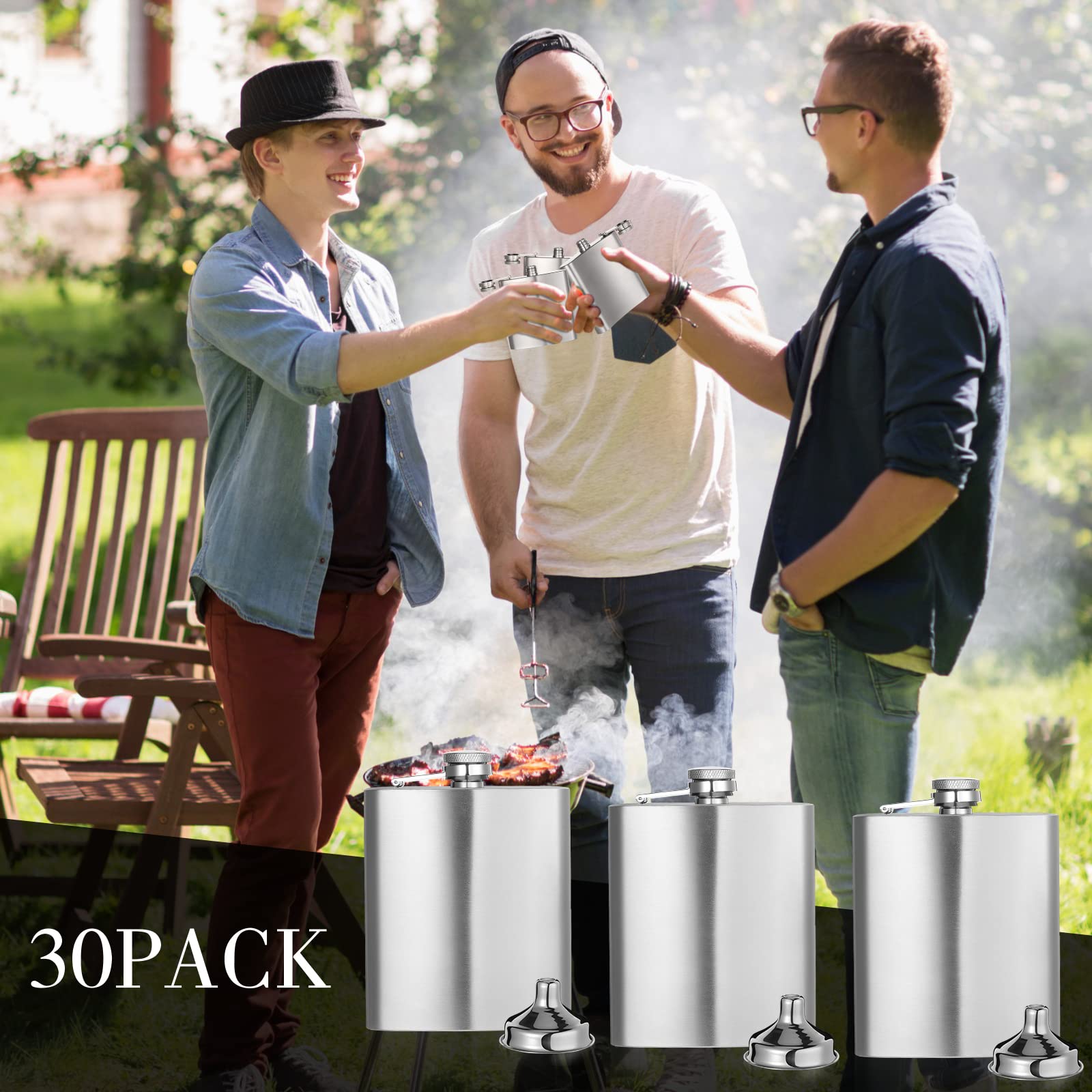 30 sztuk piersiówek zestaw piersiówek ze stali nierdzewnej butelka na alkohol z lejkiem metalowa szczelna piersiówka kieszonkowa piersiówka na whisky dla mężczyzn kobiet druhny artykuły weselne