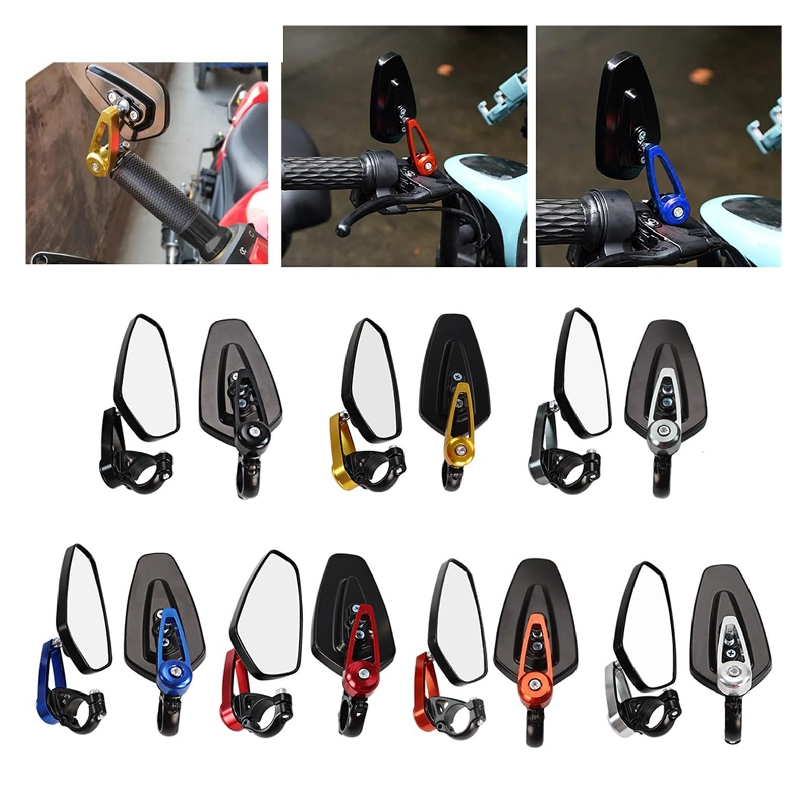 Moto Lusterko końcówkowe kierownicy Motocyklowa k Pasuje Do Honda 7/8 "22mm Lusterka Boczne Motocykla Uniwersalne Lusterka Boczne Kierownica Do Hulajnogi Akcesoria Do Lusterek
