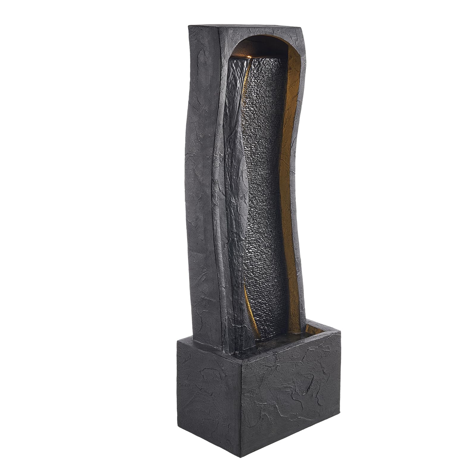 VEVOR Fontana da Esterno, Fontana e Cascata da 340 x 220 x 980 mm, Fontane a 1 Livello con Base in Pietra da Pavimento con Luce LED e Pompa, per Esterni, Interni, Giardino, Casa, Patio e Cortile