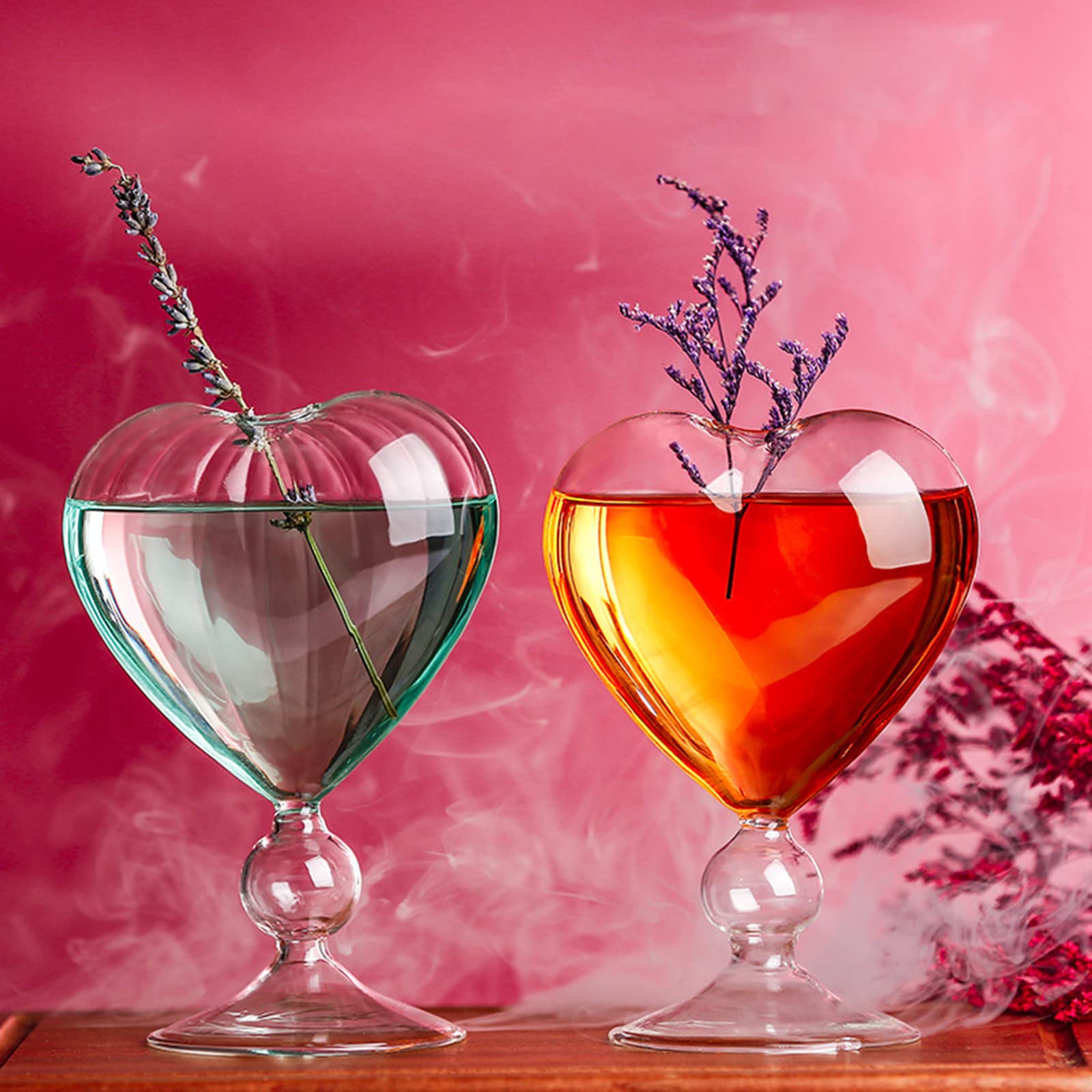Gwill - Confezione da 2 bicchieri da bar automatici a forma di cuore colorati lampeggianti a forma di cuore LED lampeggianti, per birra, vino, bevande, bagliore per feste di Natale