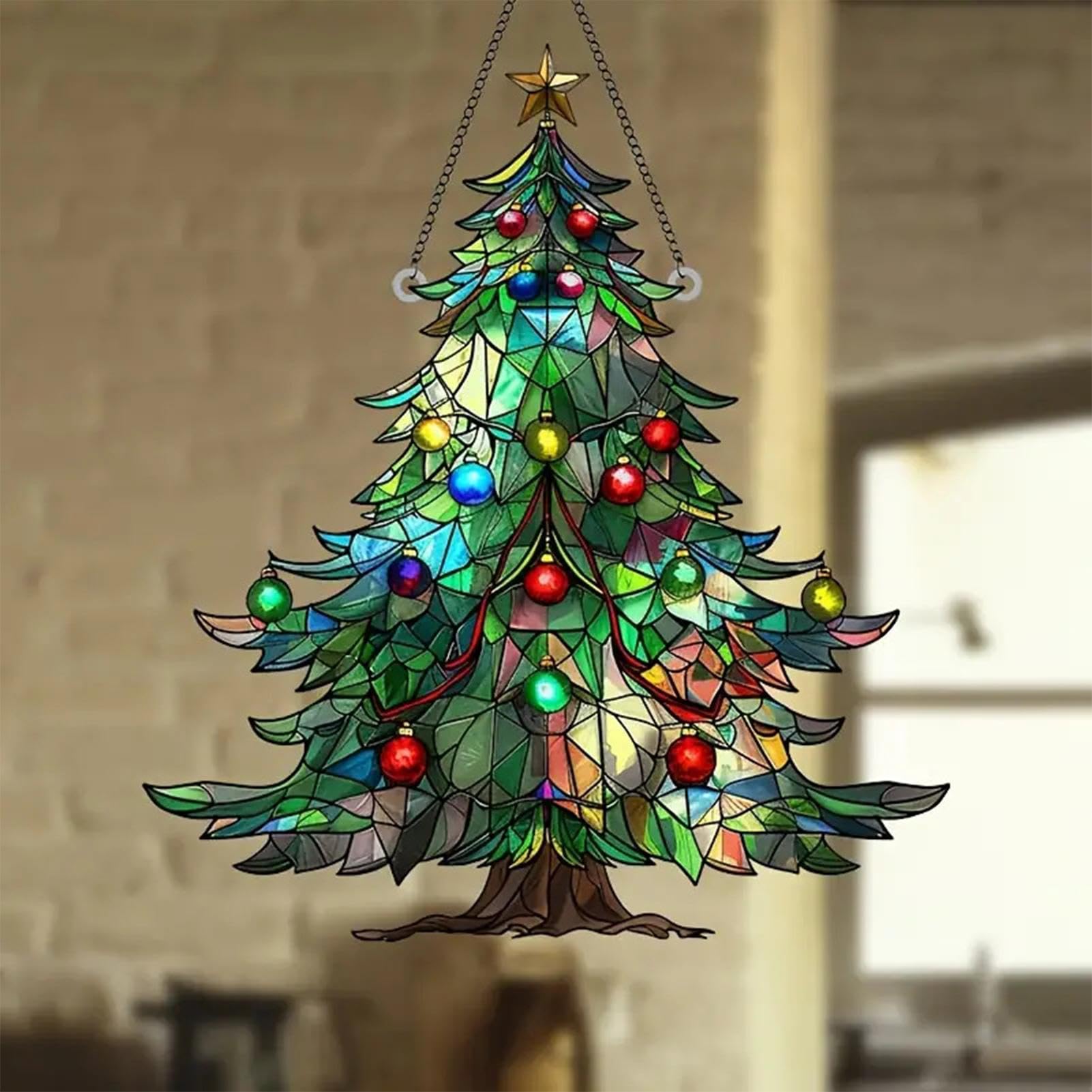 クリスマス ステンドグラス Father Christmasグラスマスターズ社 X'mas】ステンドグラス クリスマスリース | ann stained glass