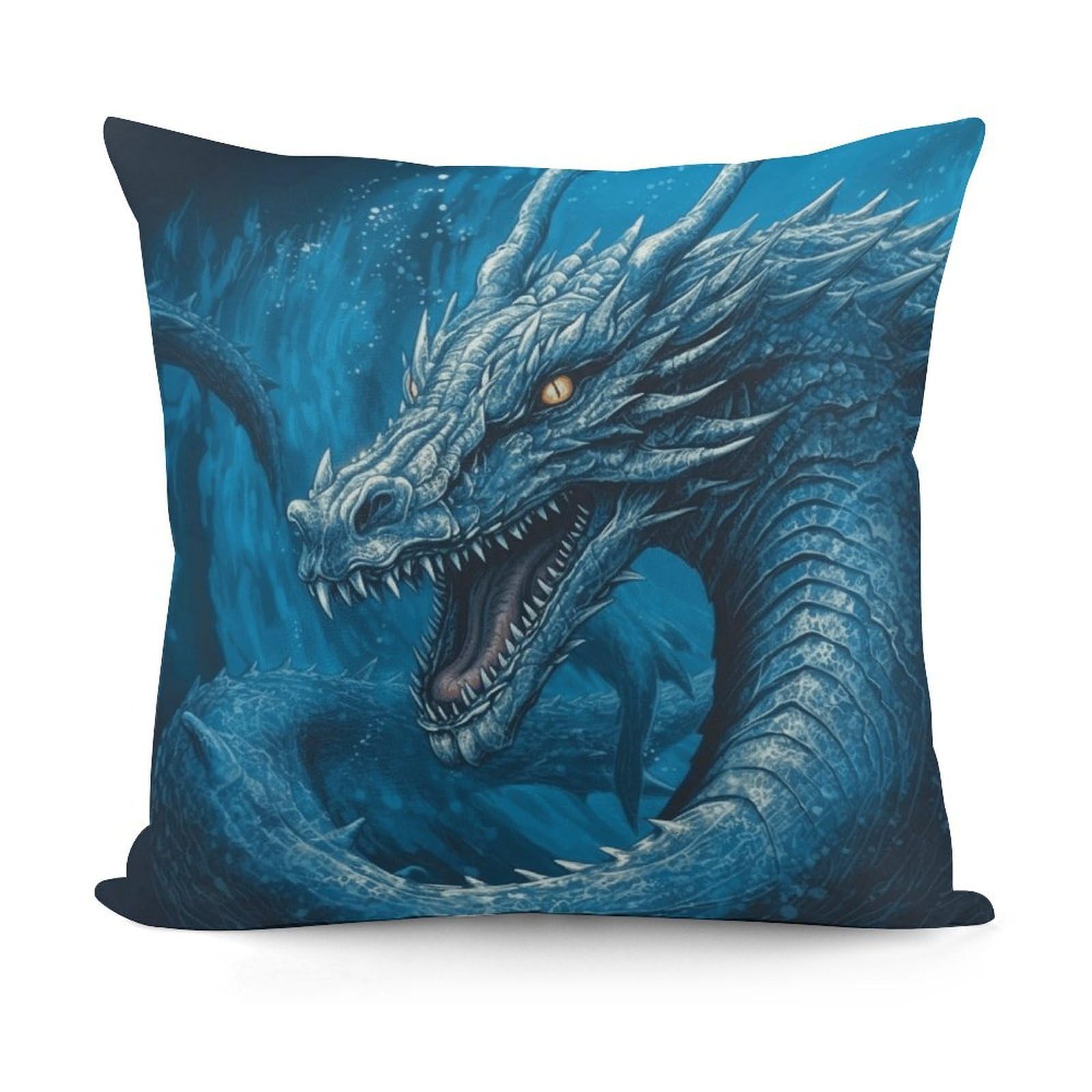 VstaDank Decorative Dragon Cool Blue Throw Pillow Covers Luxury Soft Pillowcases Fluffy Plush Accent Pillow Cases Personalized Square Lumbar Pillows Shells for All Seasons 18" X 18"