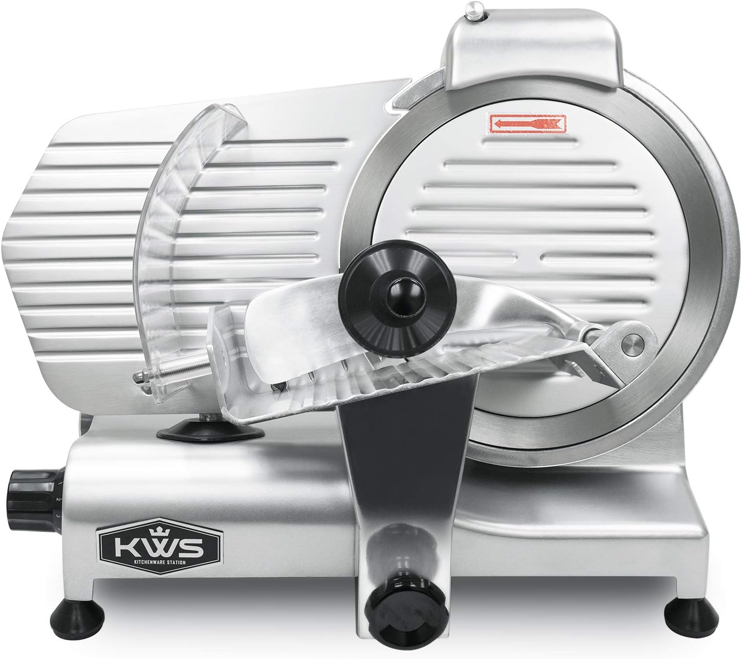 KWS KitchenWare Station MS-10NS 320W Motor Electric Meat Slicer 10-Inch with 304 Stainless Steel Blade, Frozen Meat/Cheese/Food Slicer Low Noise Commercial and Home Use [ ETL, NSF Certified ]