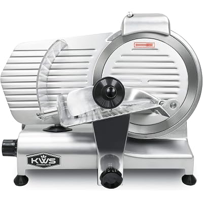 KWS 10NS Commercial 10" Electric Meat Slicer, 320W High-Torque Motor, Stainless Steel Blade, Deli-Style Thin Slicing, Built-In Sharpener, Heavy-Duty Aluminum Body for Meat, Cheese & Semi-Frozen Foods