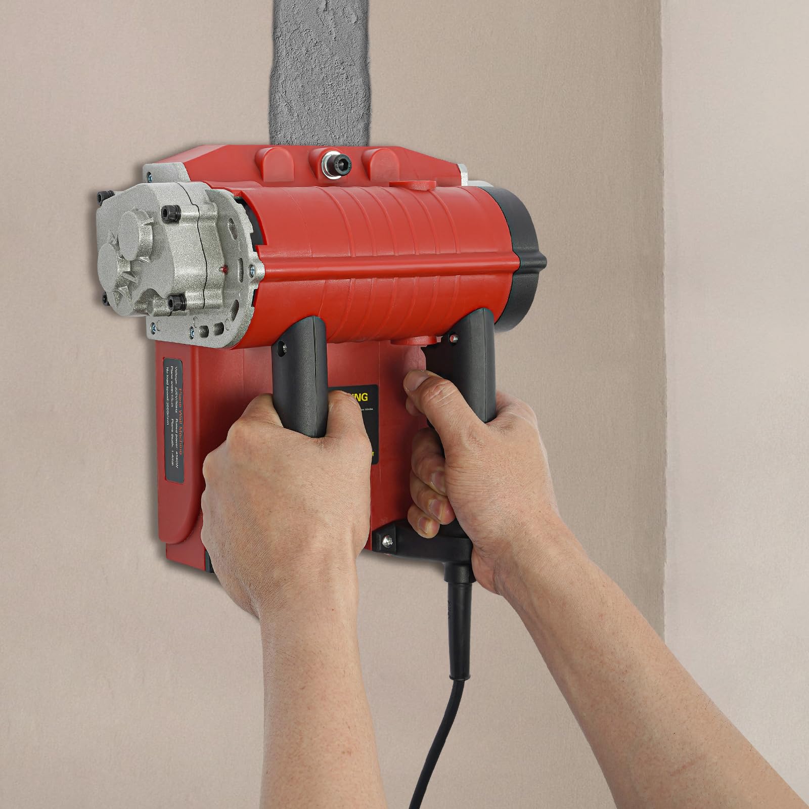 Frezarka do betonu 4580 W, elektryczna strugarka ścienna, 3500 obr./min, frezarka tynkowa, frezarka murarska, regulowana głębokość strugania, frezarka remontowa z bocznym ostrzem i walizką, do ścian