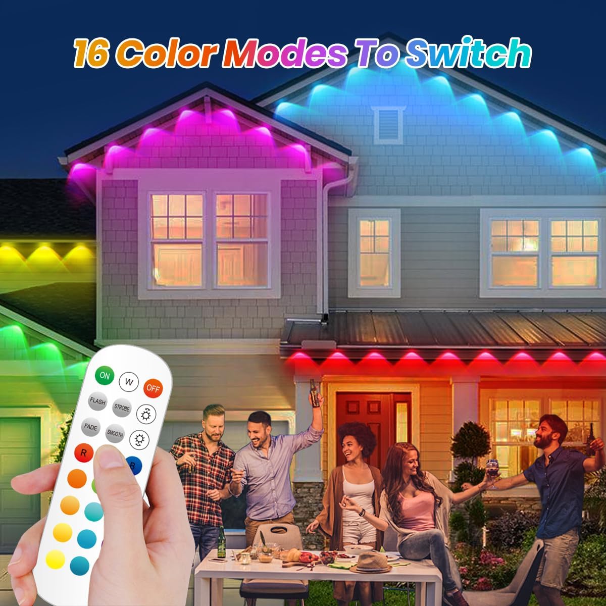 100FT Permanent Outdoor RGB Lights, LED Christmas Lights,IP67 Waterproof Light for House,Smart LED with App/Remote Control for Outdoor Decor,Garden Decor,Party,Holiday